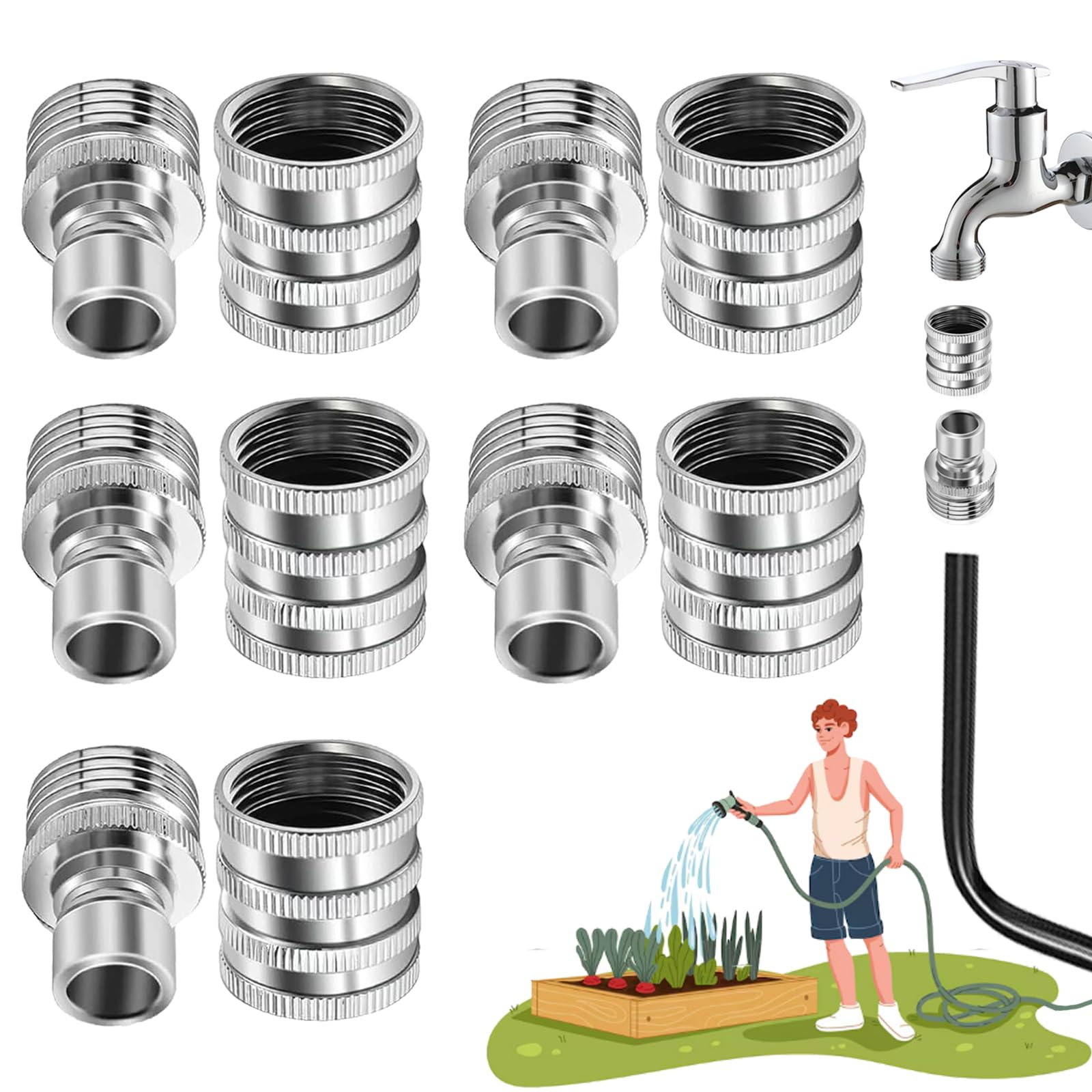 Gitende stainless steel quick-connect set close-up showing sturdy seal and fit
