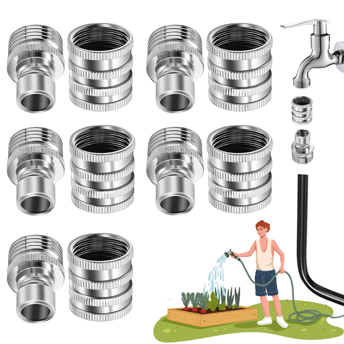 Gitende stainless steel quick-connect set close-up showing sturdy seal and fit