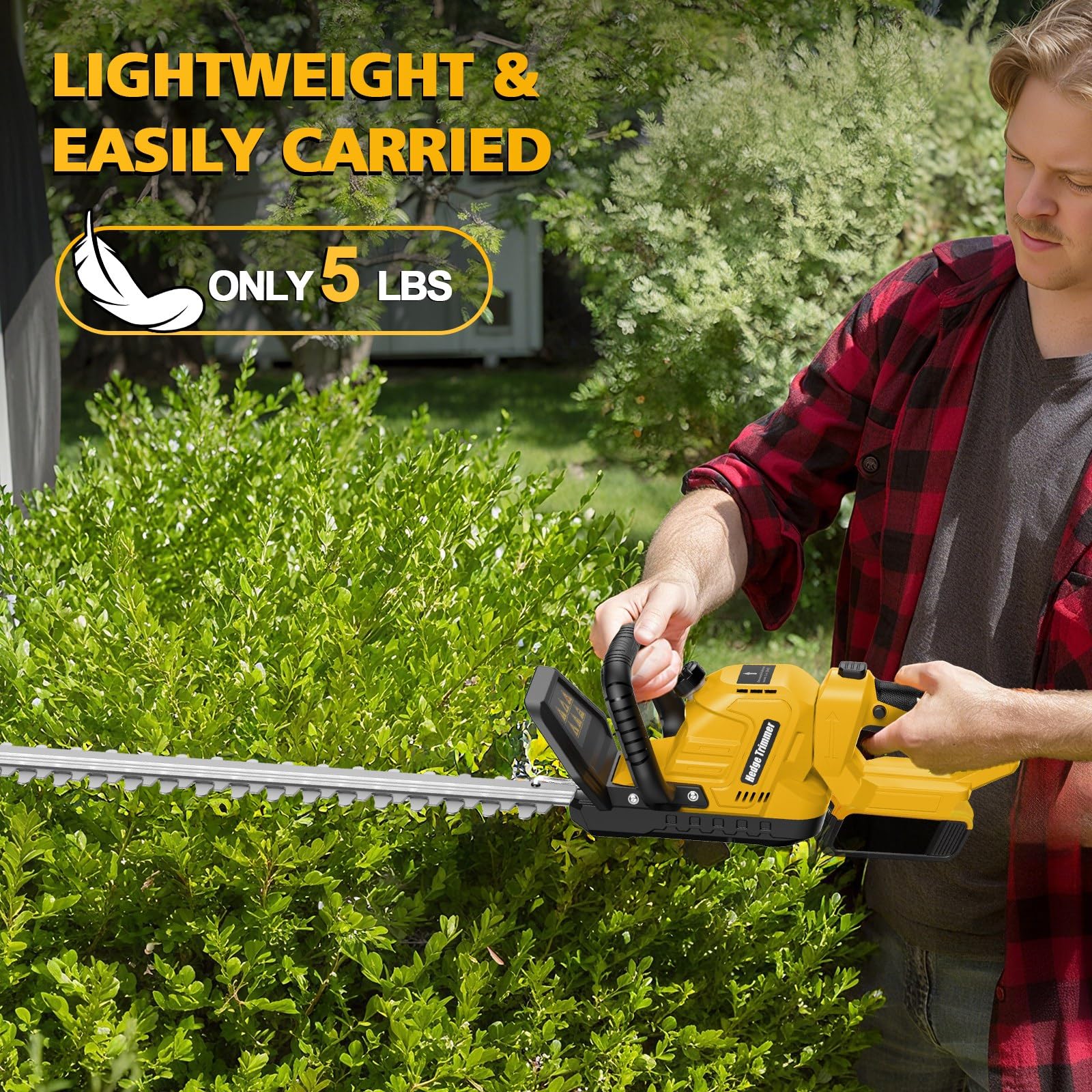 Givilo protective guard minimizes debris exposure during trimming.