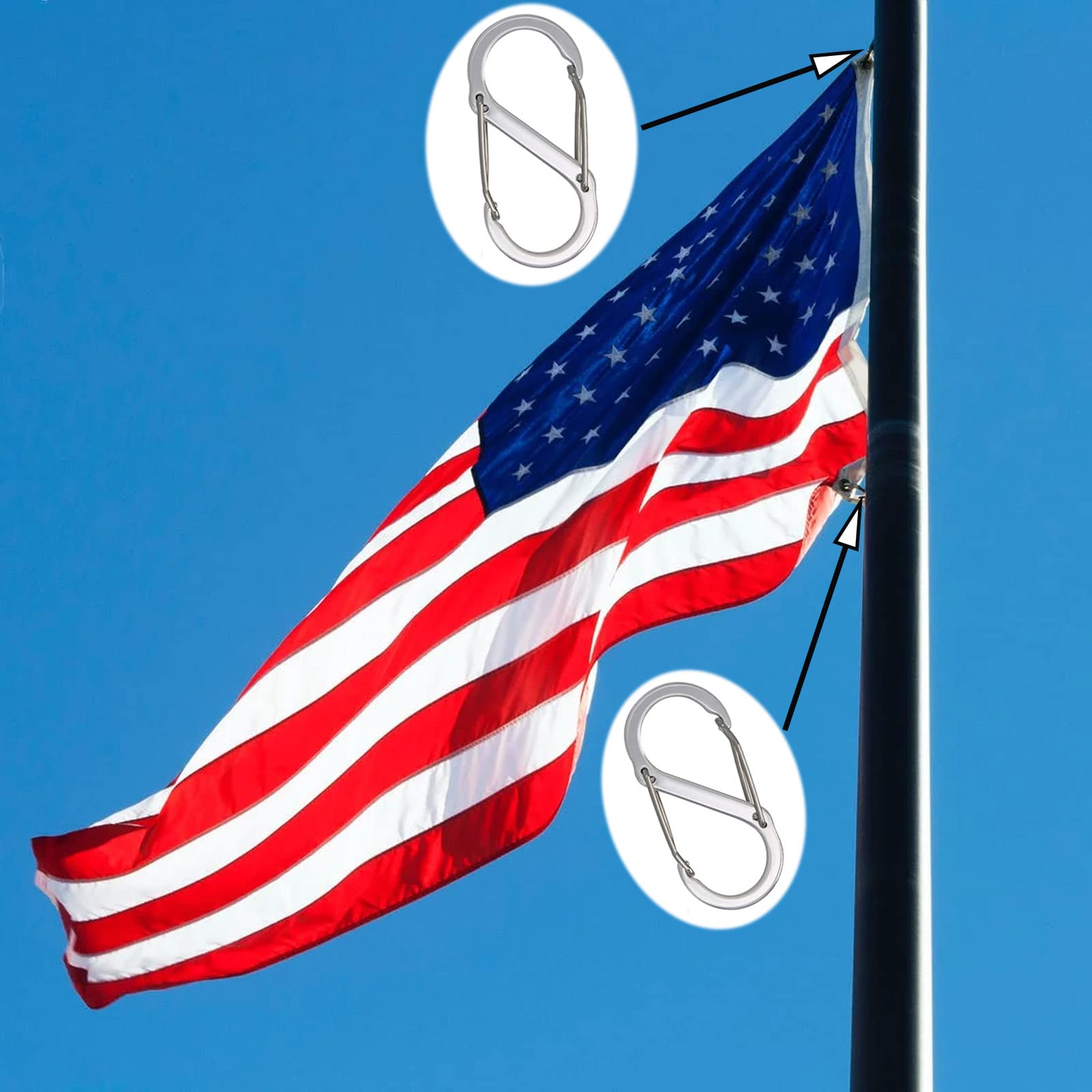 GIYOMI steel-flag-pole-clip-snaps durable clip for quick detachment and easy setup.