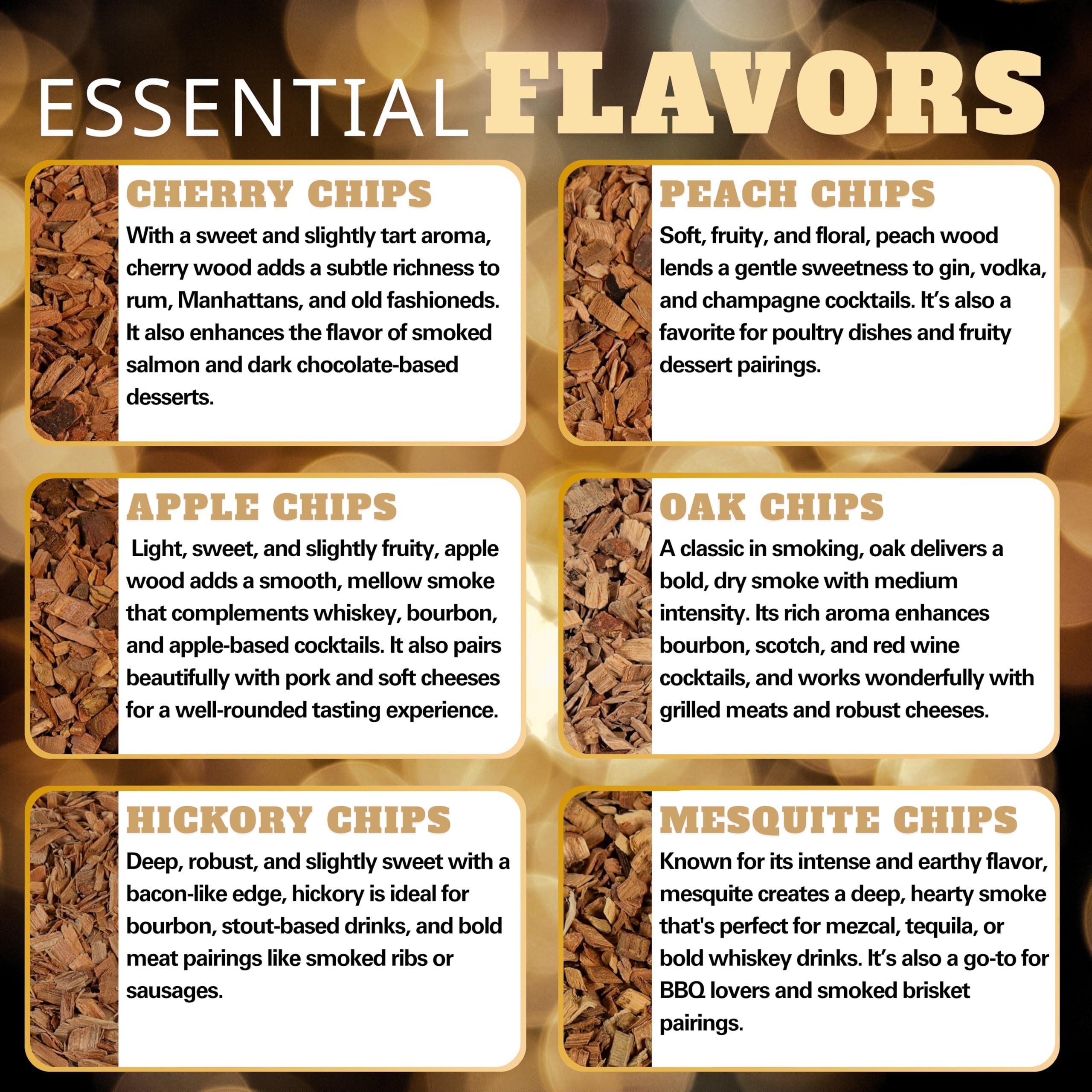 G&J's Finest cherry wood chip collection offers versatile smoky options.
