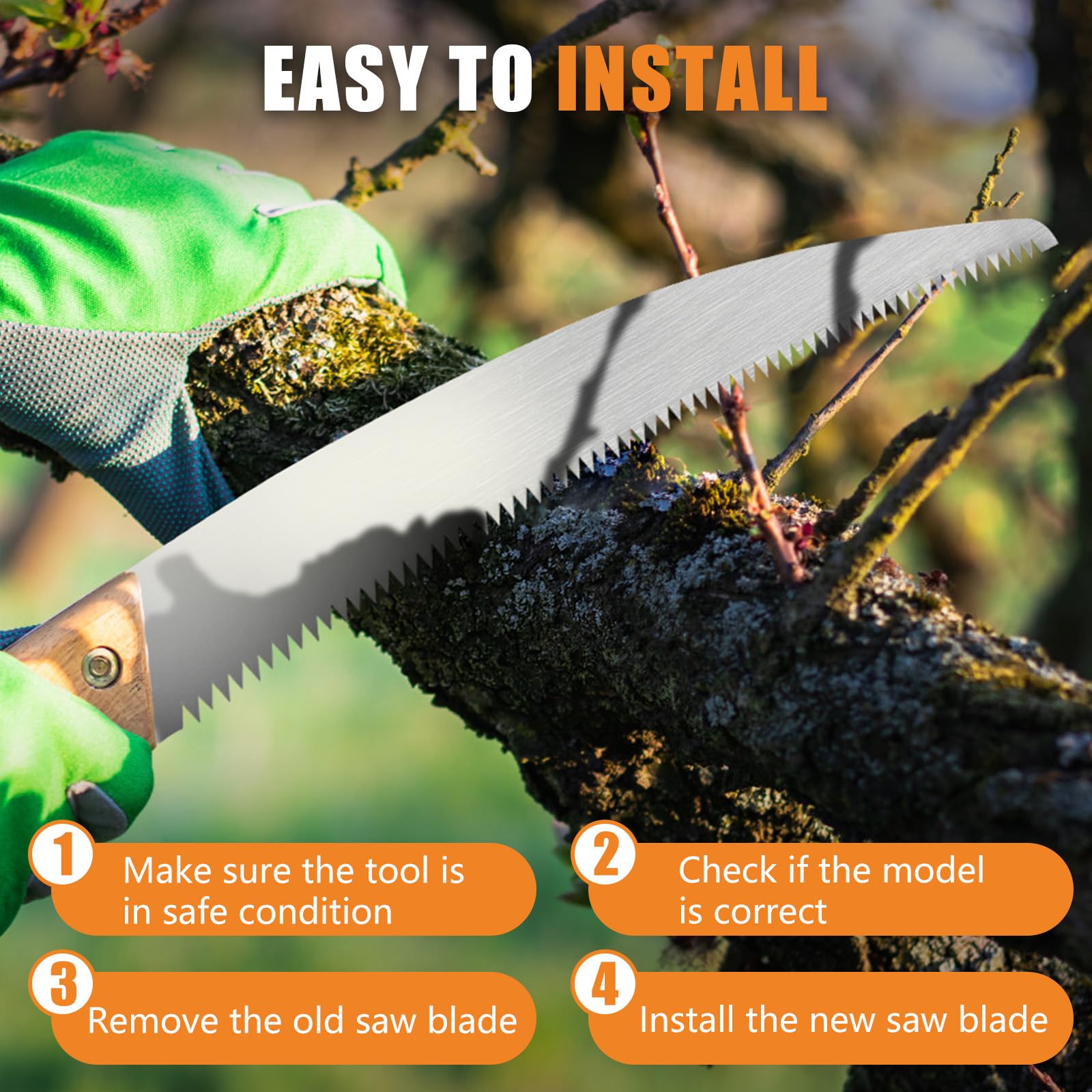 GJK 15-inch pruning blade for Fiskars 7831 supports efficient fruit tree pruning.