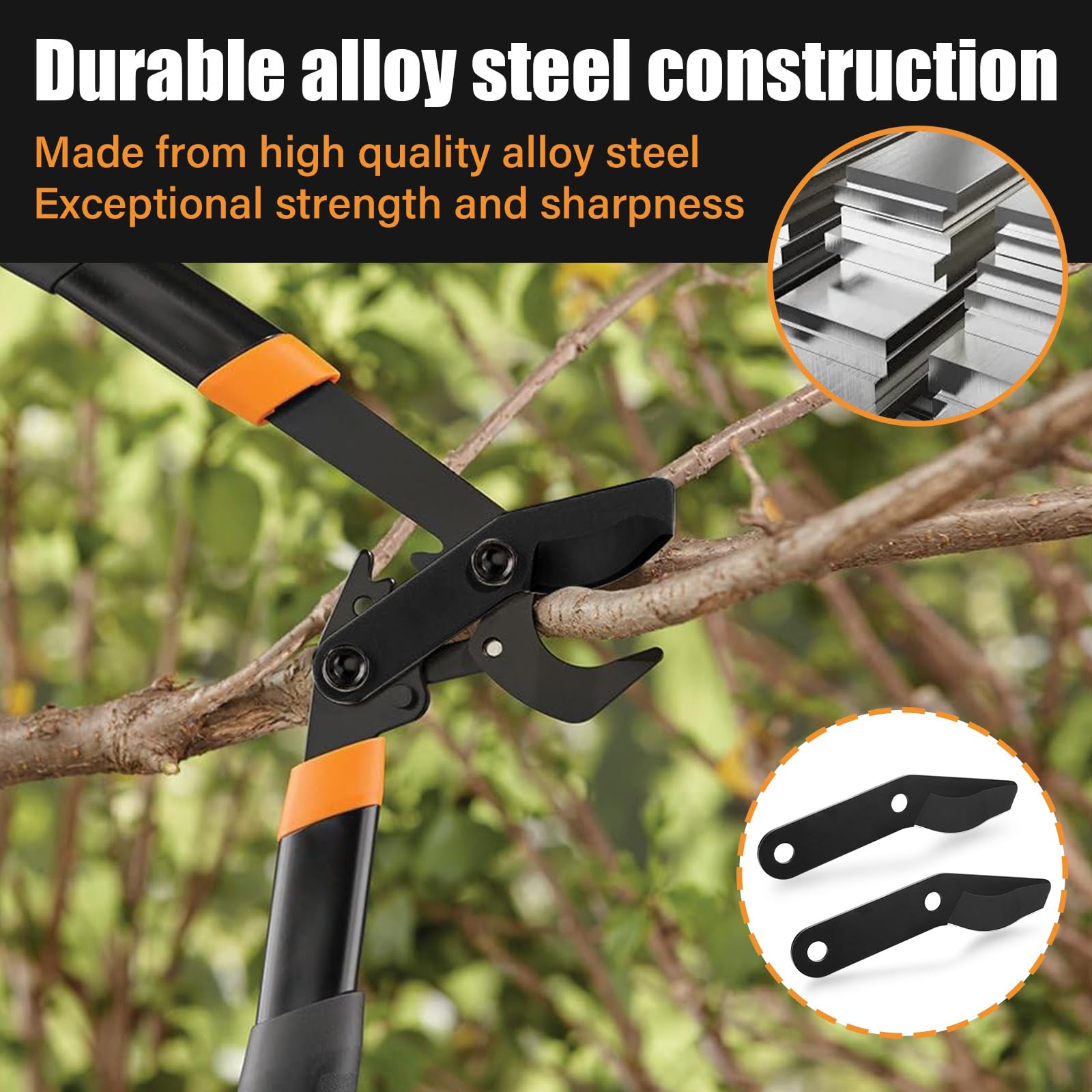 GJK lopper blades coated edge maintains sharpness during pruning tasks.