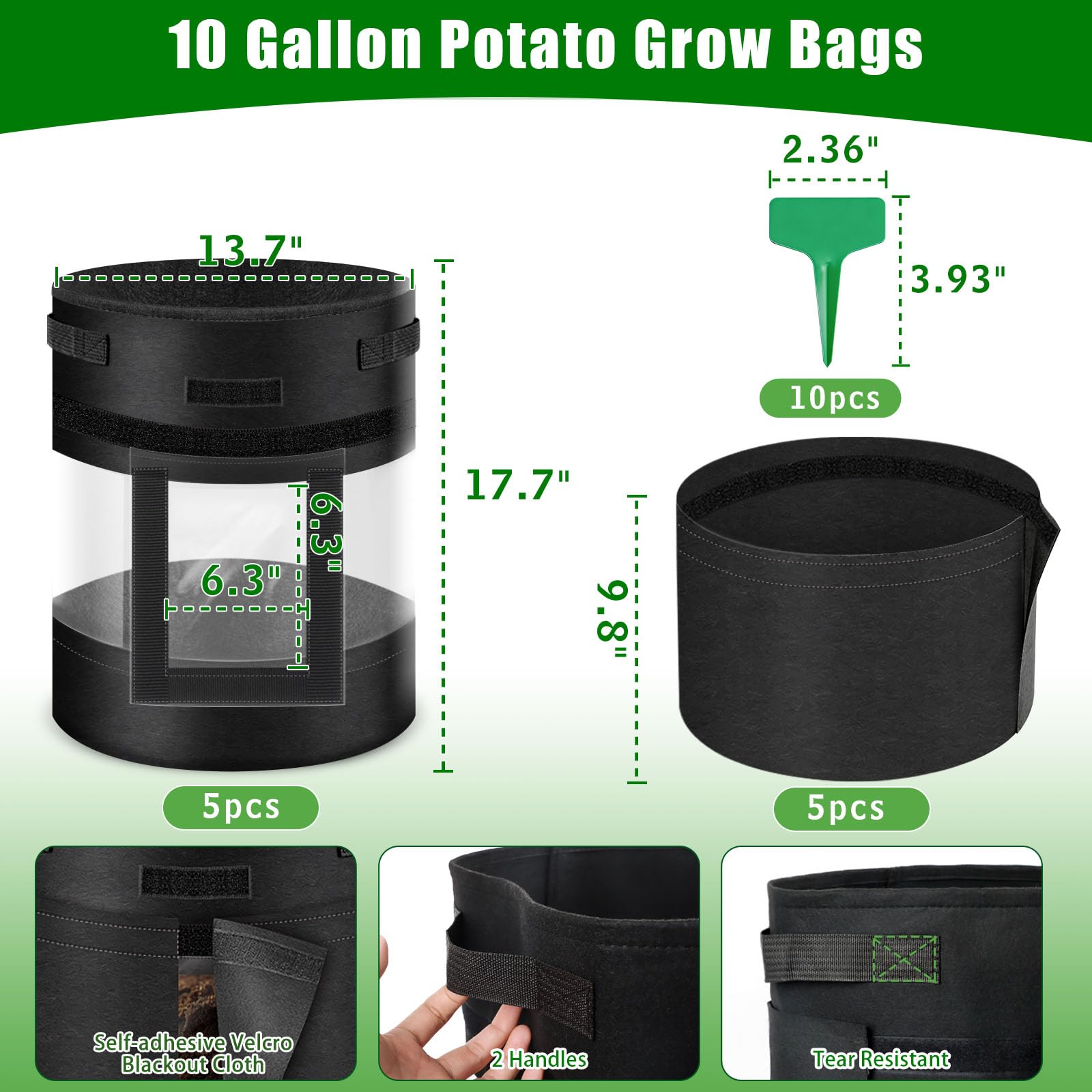 Dual handles on GJL potato bag for easy moving