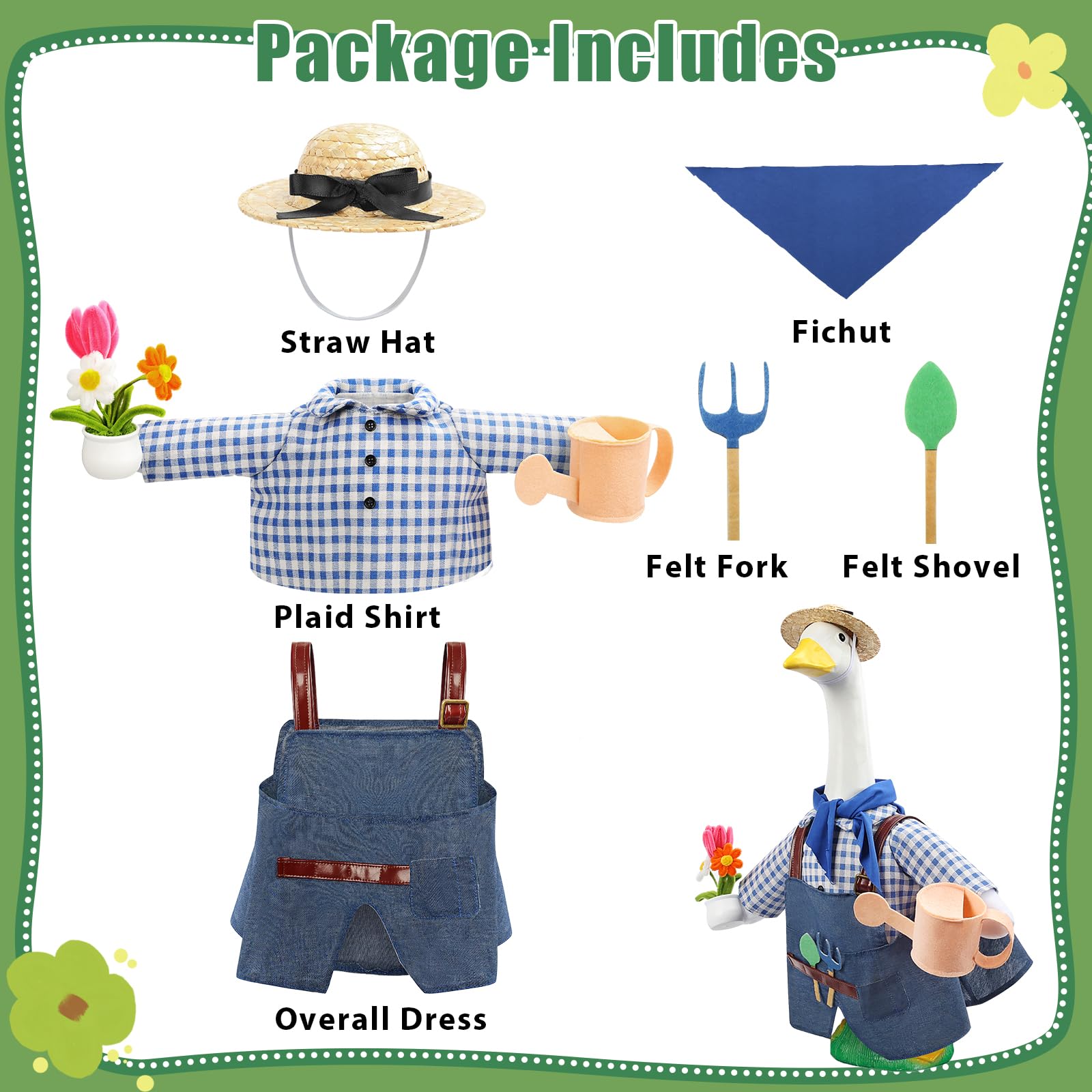 GJL Gardener porch goose outfit skirt highlights handy pockets for tools and accessories