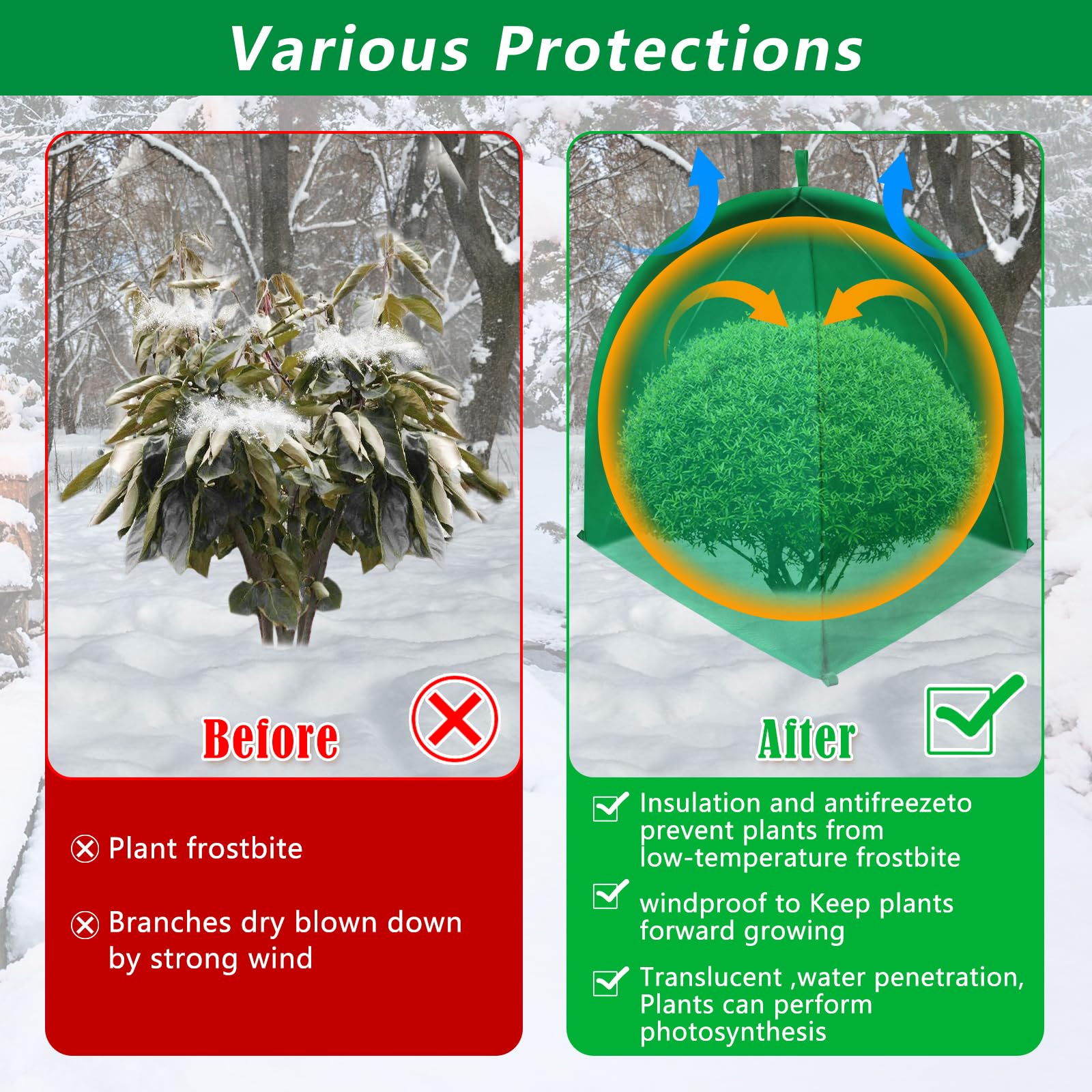 GJL winter plant cover flat layout demonstrates easy storage and reuse.