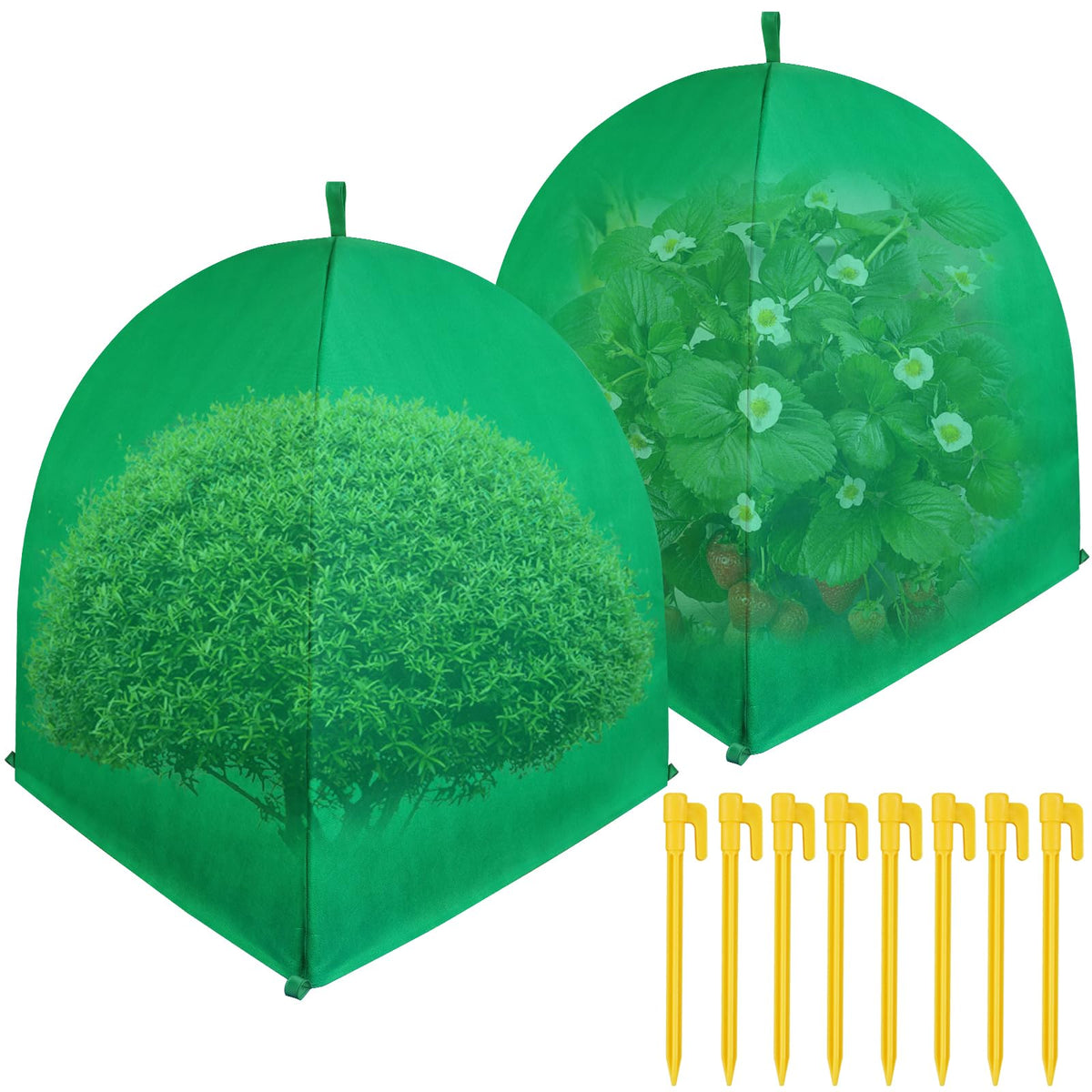 GJL winter plant cover front view protects outdoor shrubs from frost.