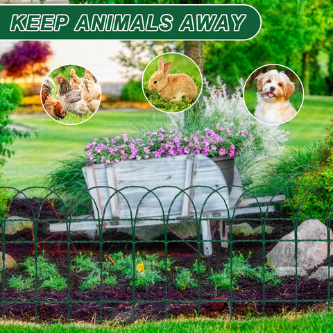 GJQ easy-install garden fence lets you press legs into soil without tools.
