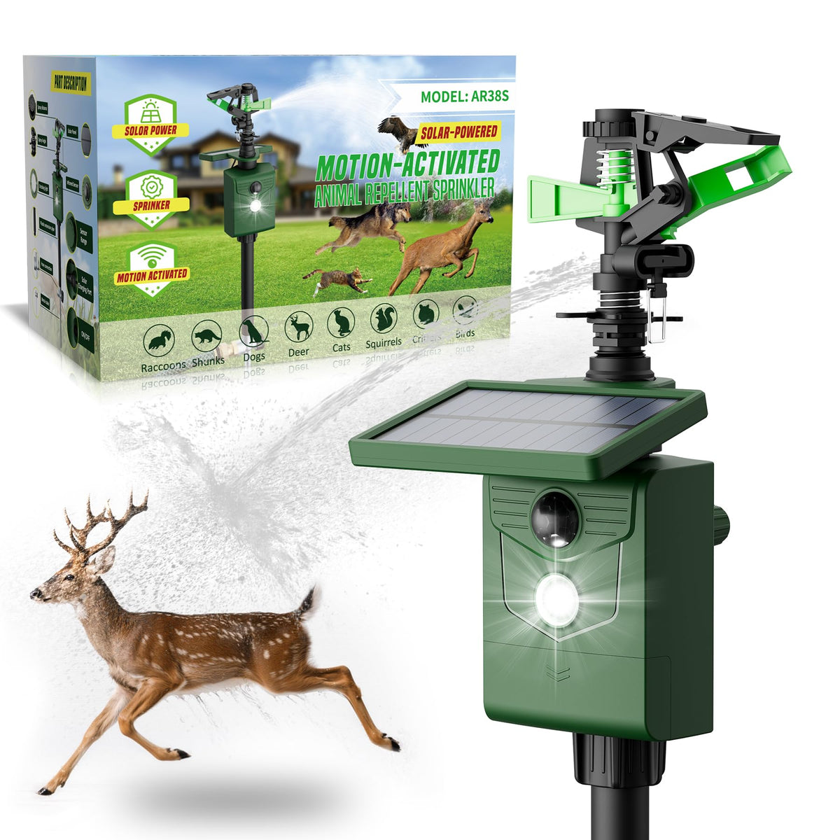 G-Jyuncyou motion sprinkler front view deters deer and cats from gardens