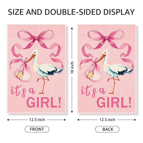 Gkodw Pink baby shower flag enhances porch decor and signals a special reveal.