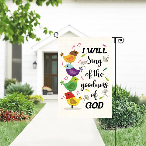 Gkodw religious garden sign complements entryways with durable linen material