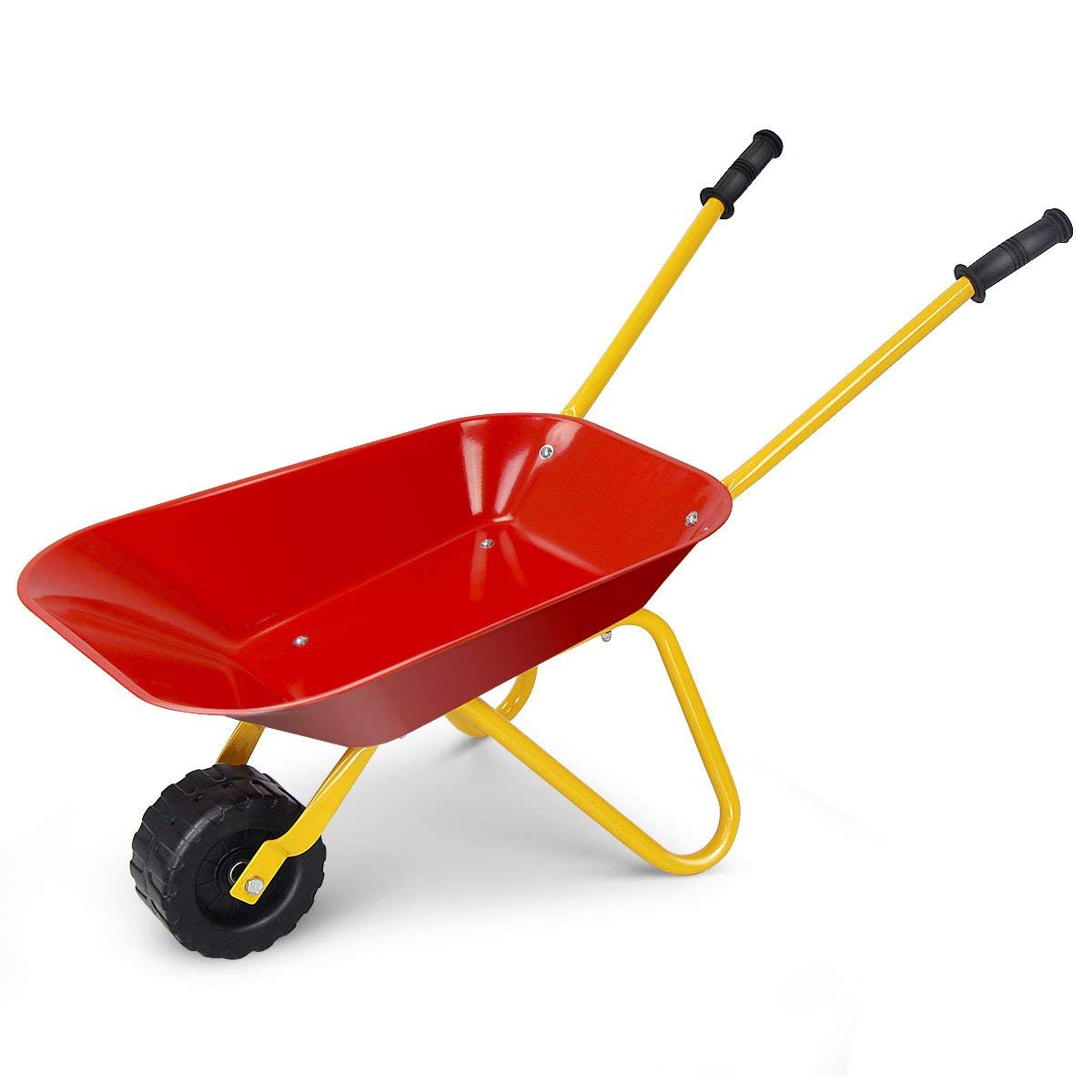 GLACER Nightcore wheelbarrow side view showing sturdy red metal frame and tray