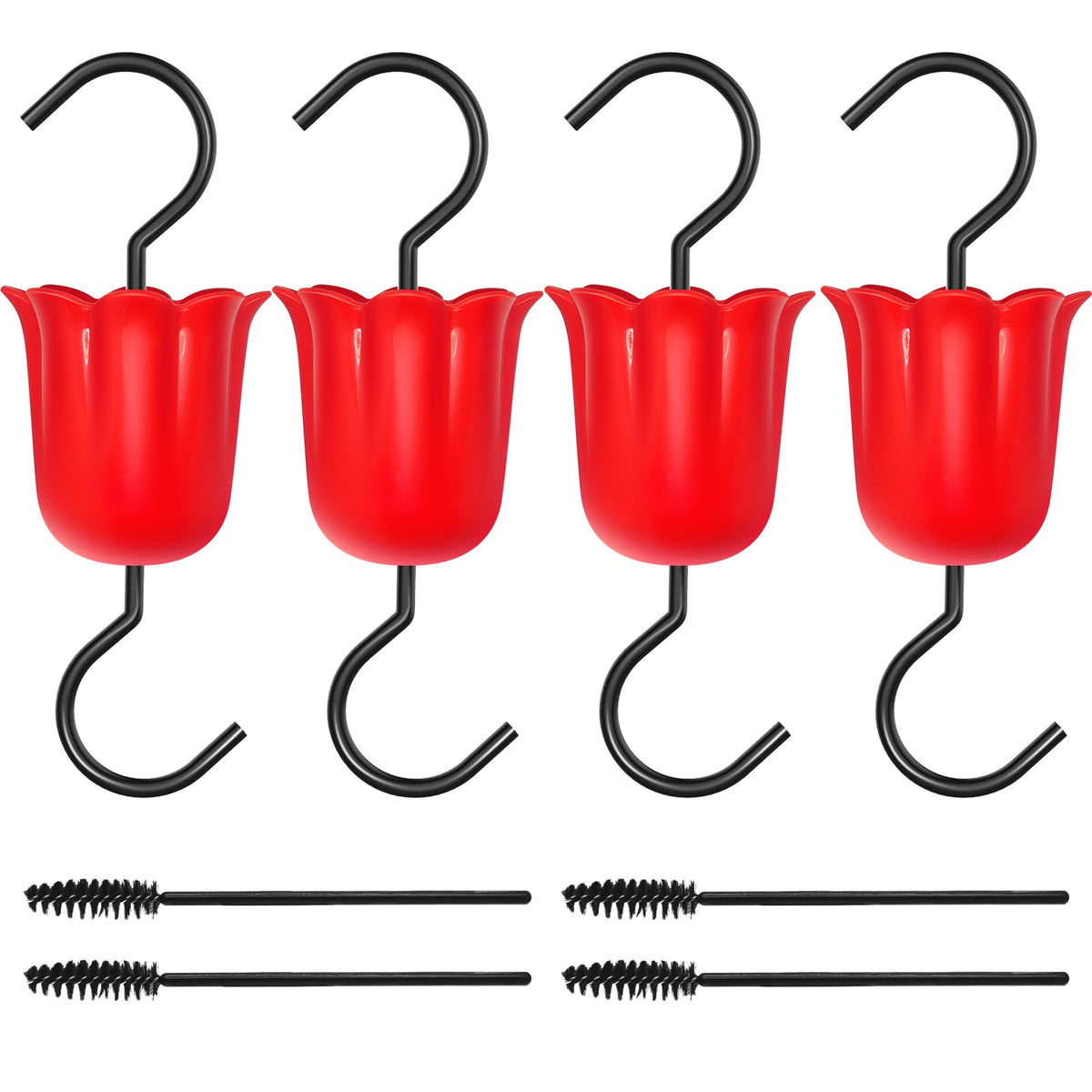 GlaRid large ant moat for hummingbird feeder with red flower shape deters ants