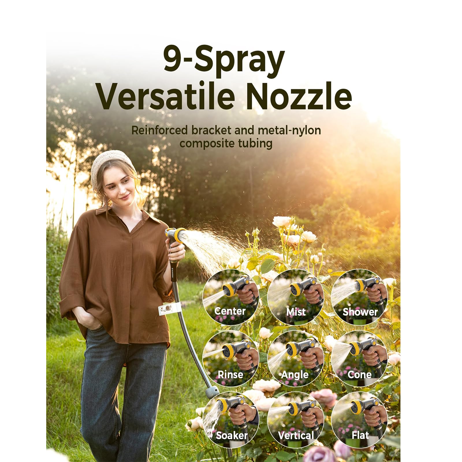 GLAHODEN 9-pattern nozzle for versatile watering and cleaning