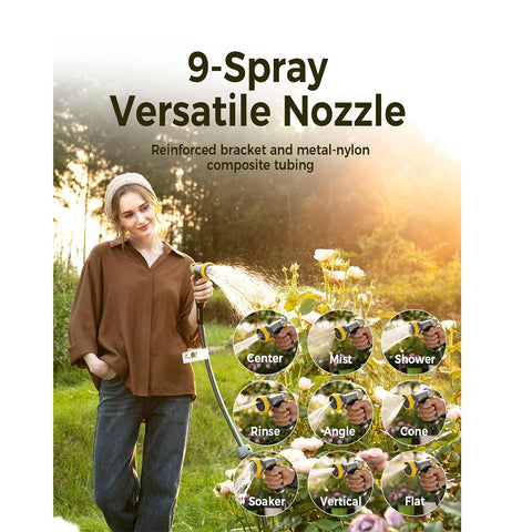 GLAHODEN 9-pattern nozzle for versatile watering and cleaning