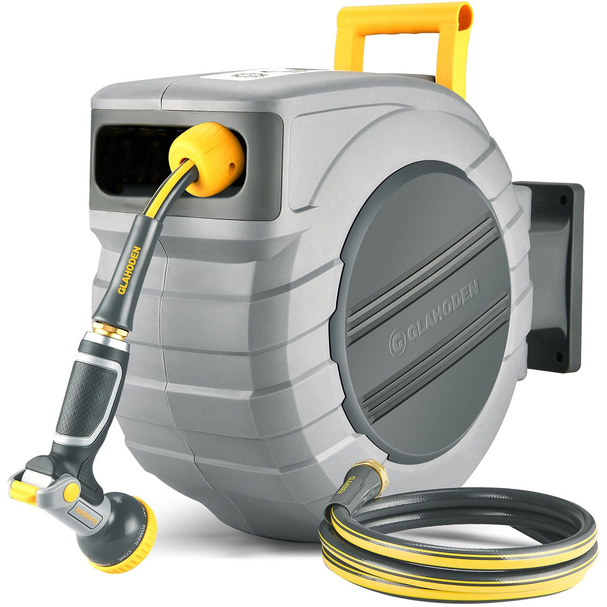 GLAHODEN retractable hose reel 65 ft for tidy storage and quick watering