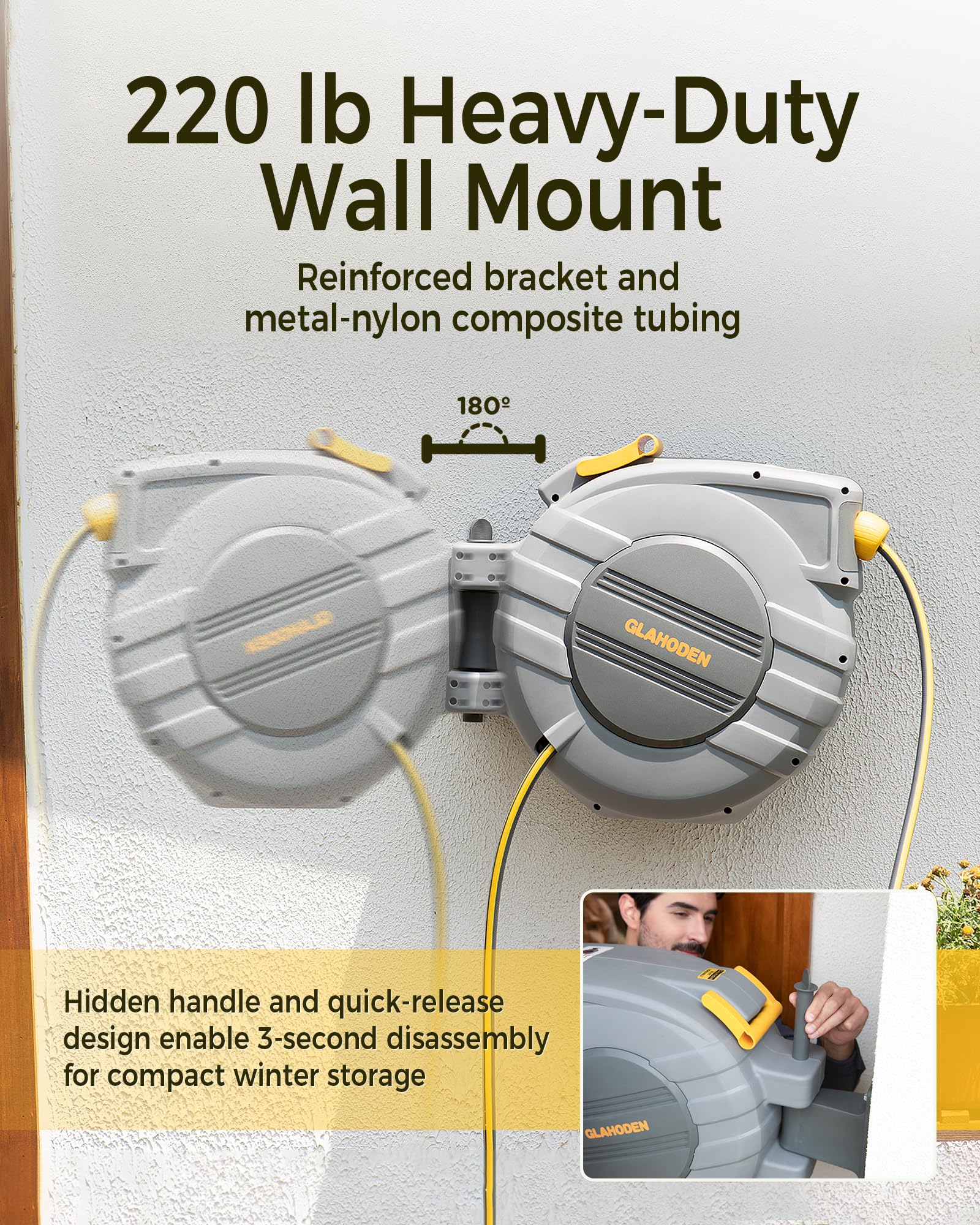 GLAHODEN zero friction guide reducing hose friction during retraction