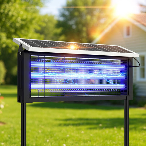 Glamvibe Solar Bug Zapper Outdoor 30W — wide-area protection for patios and yards.