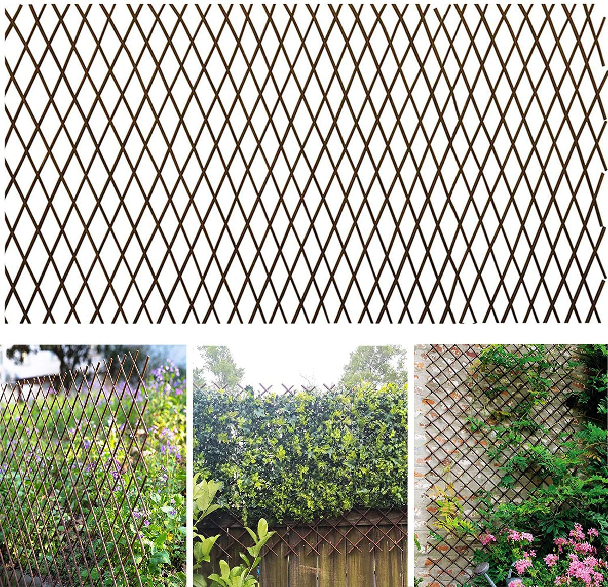 GLANT Willow Fence Expandable Trellis provides flexible plant support for climbing plants.