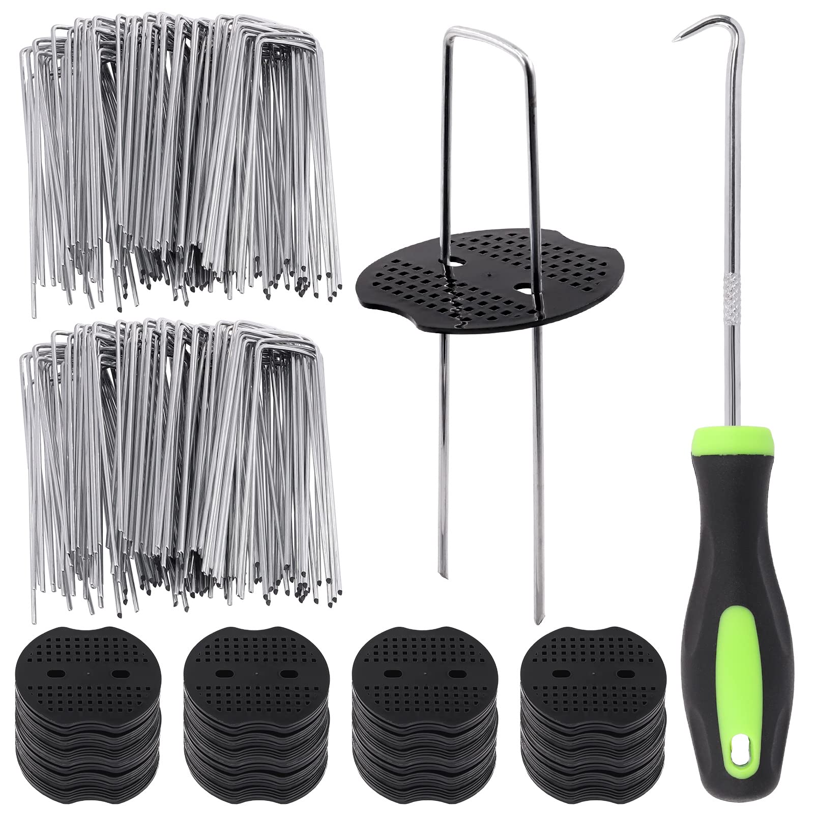 Glarks 6-inch U-shaped staples securely anchor soil and fabric.