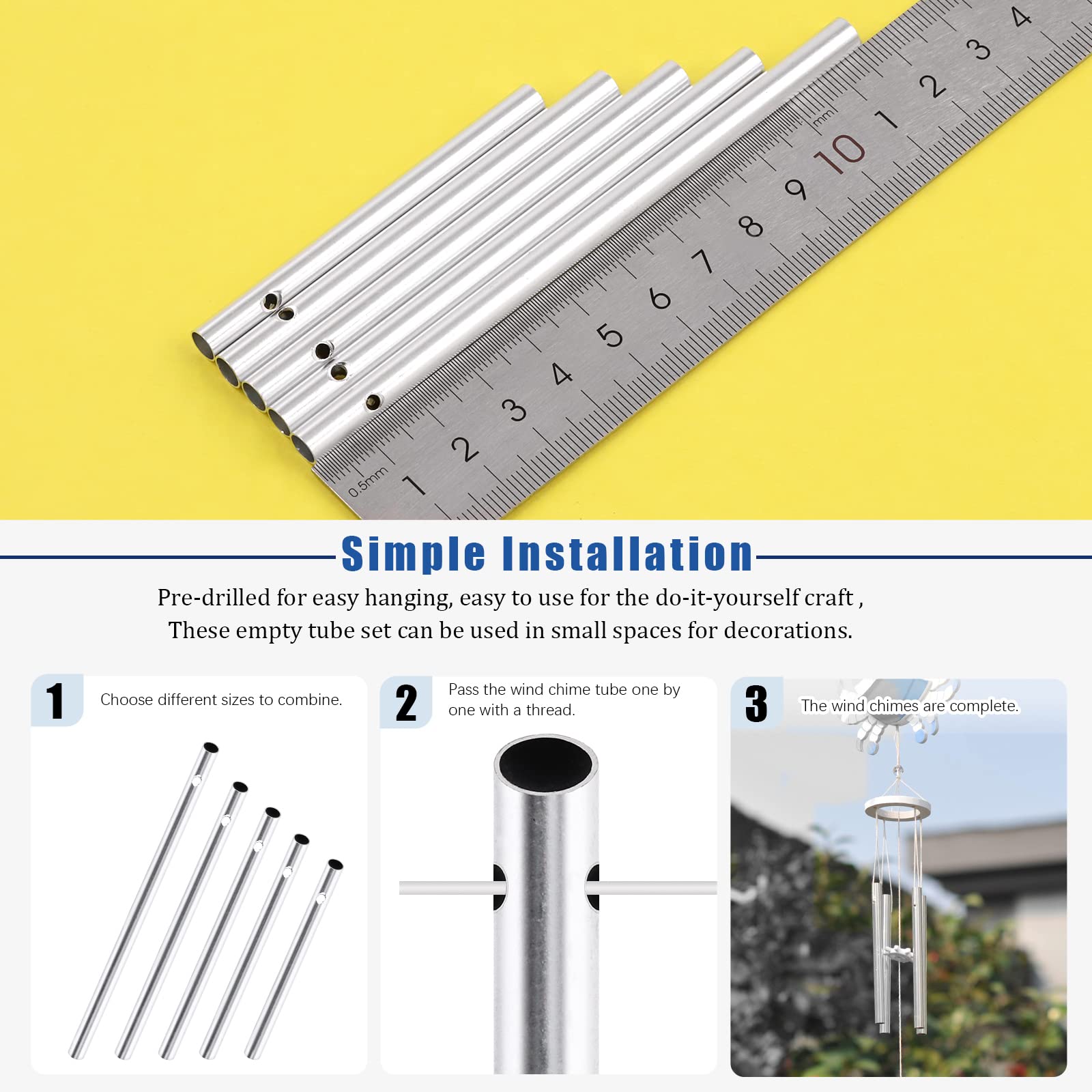 Glarks wind chime tubes 7cm, flexible lengths for custom chimes.