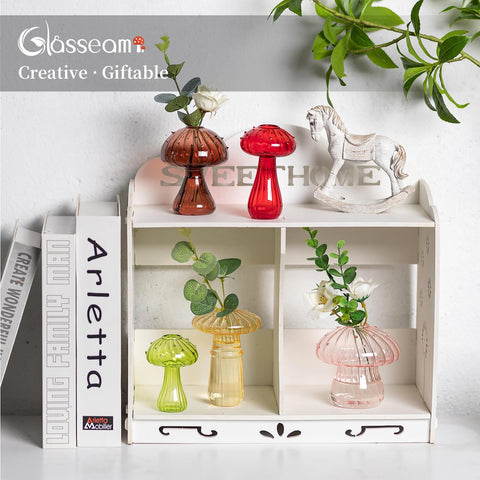 Glasseam mushroom glass planter adds a modern color pop to dining tables