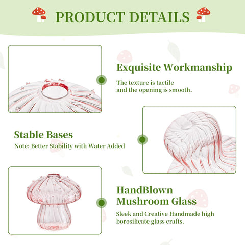Glasseam mushroom glass planter with wider base provides stable display on shelves