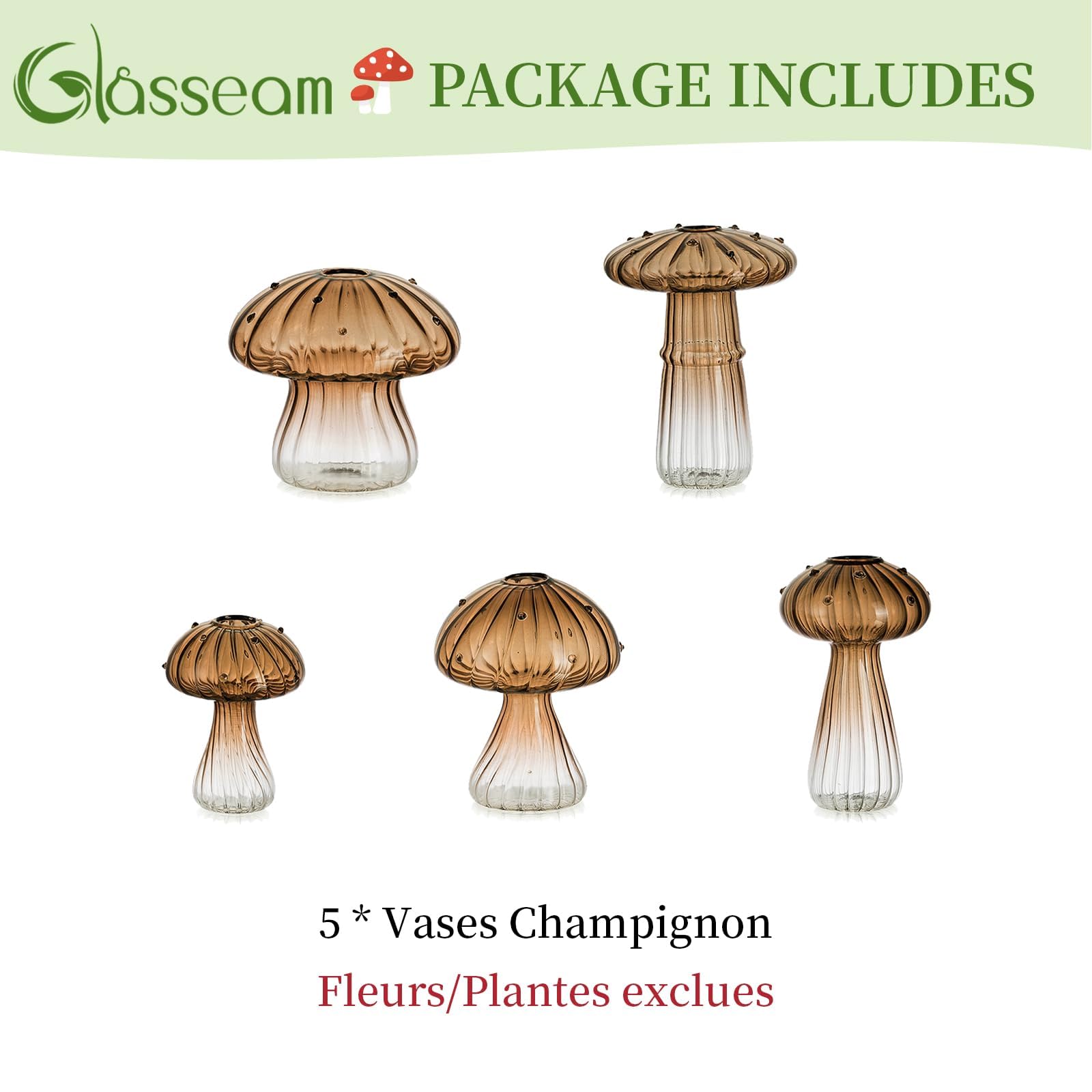Glasseam office desk decor, enhanced aesthetic with playful mushroom planters.