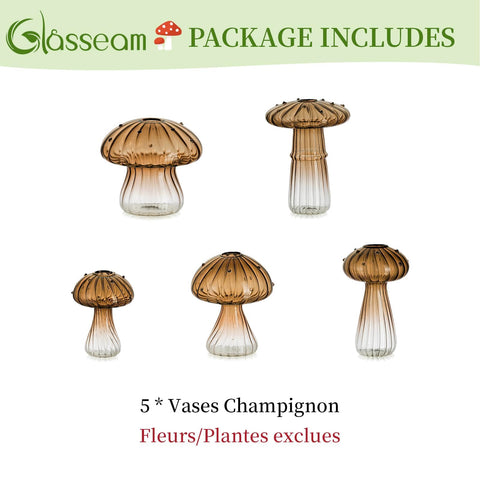 Glasseam office desk decor, enhanced aesthetic with playful mushroom planters.