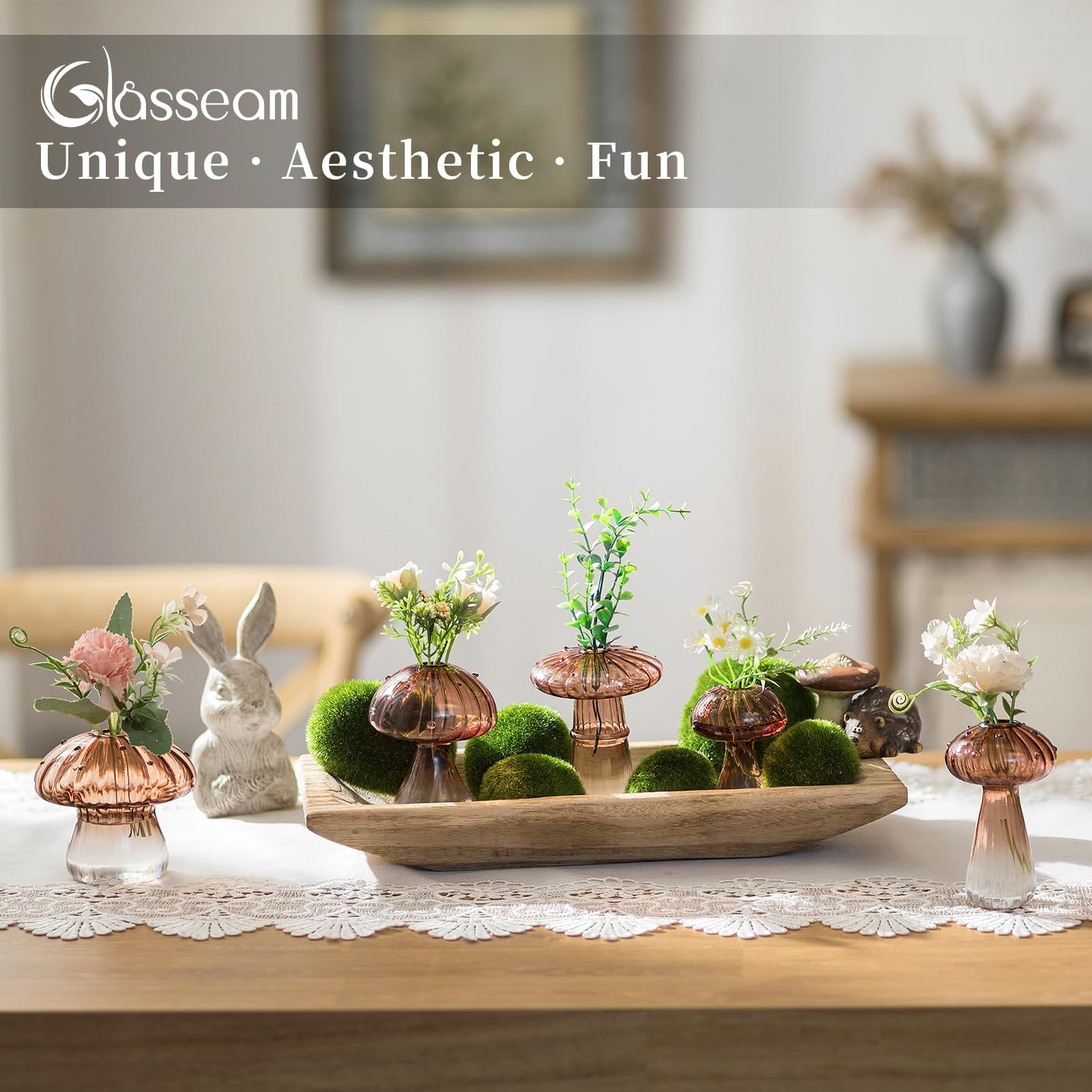 Glasseam mushroom propagation stations, wedding or baby shower favors, unique keepsakes.