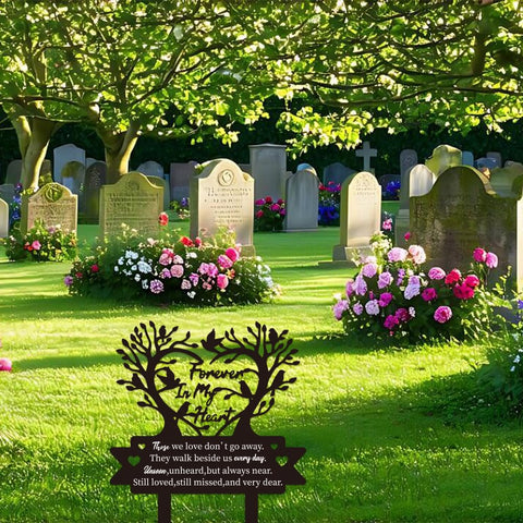 GLASSWINDS black grave stake adds an elegant outdoor centerpiece.