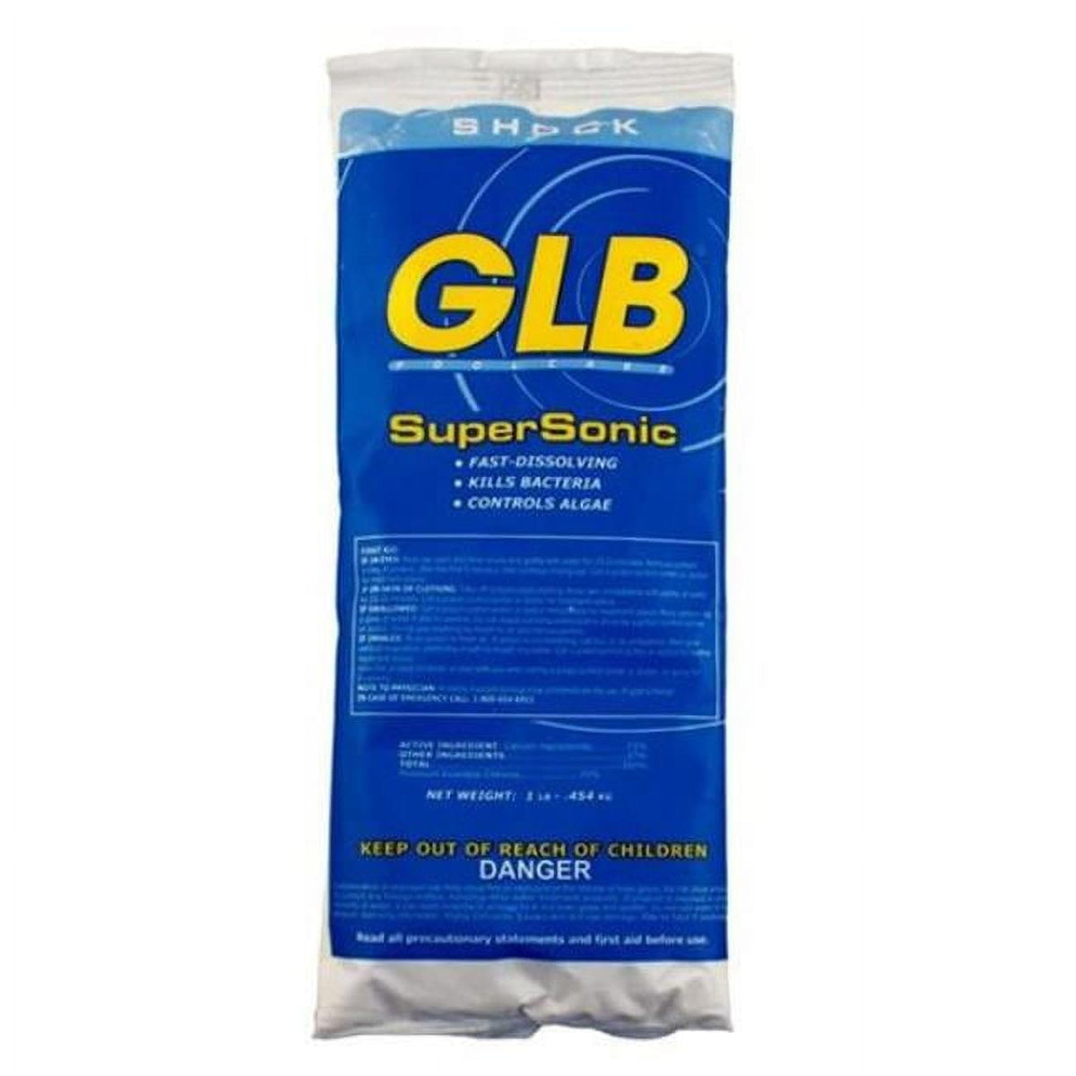 GLB calcium hypochlorite pool shock bottle for rapid sanitization and algae prevention