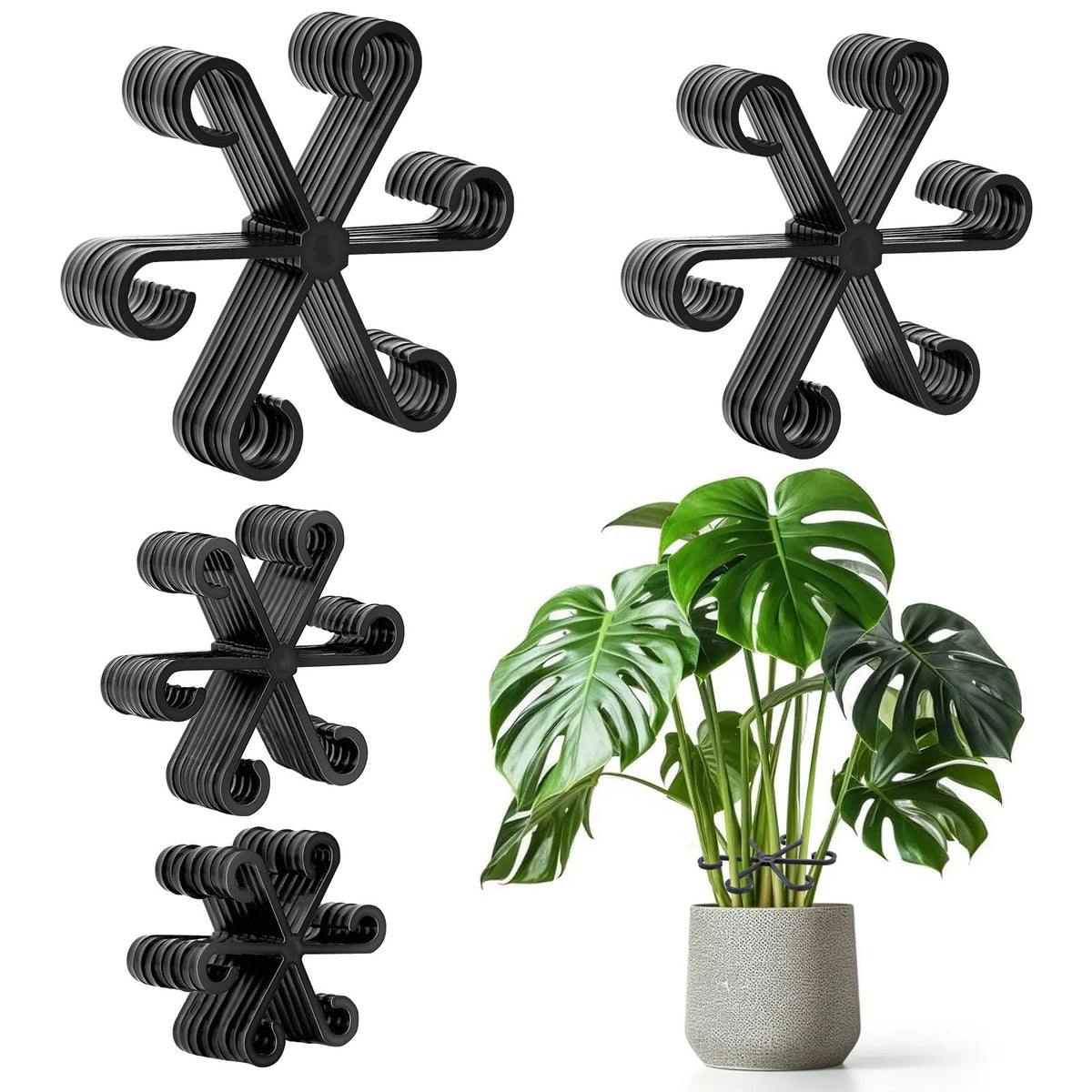 GLCSC plant stem support pack showing all 32 pieces for versatile indoor gardening