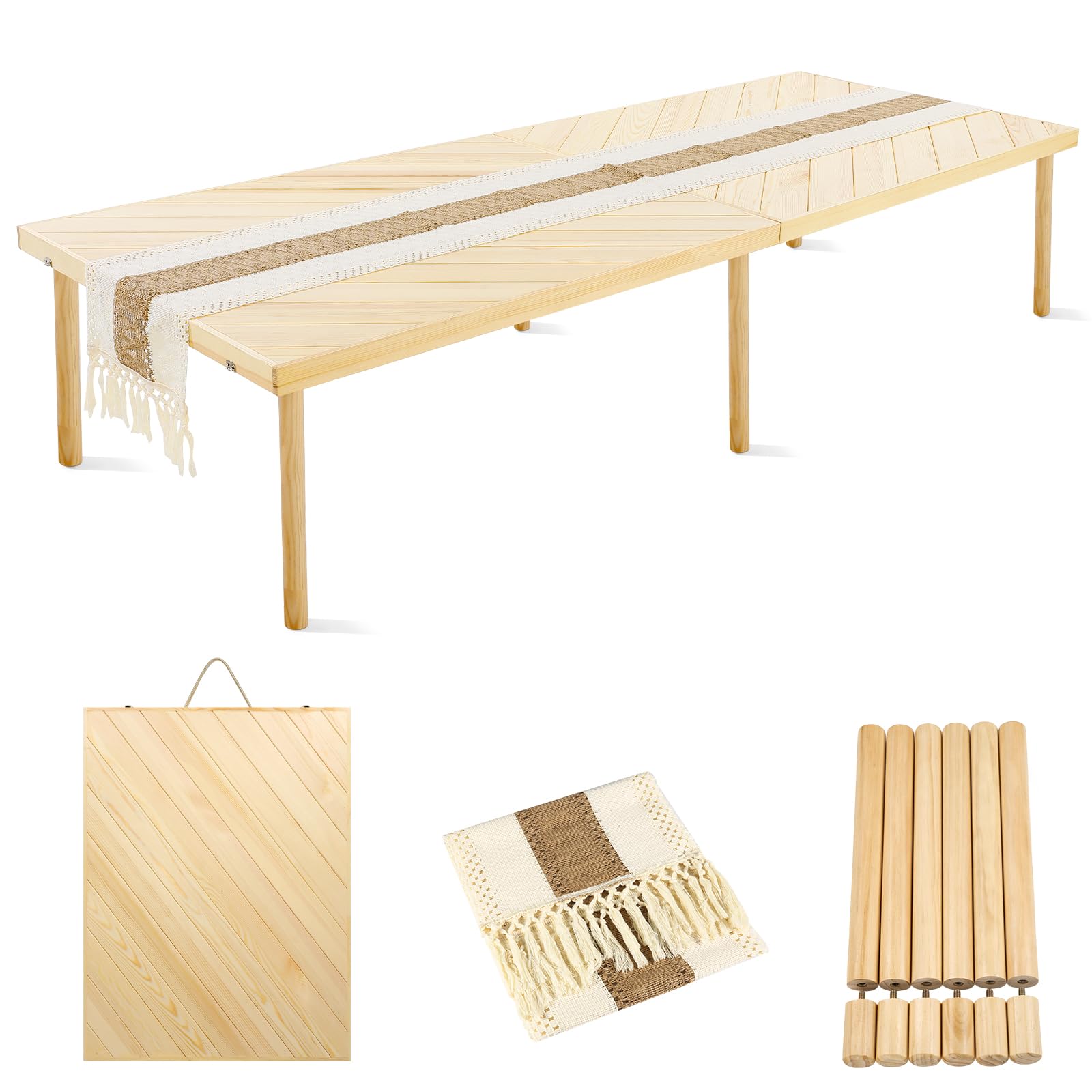 GLDZI folding picnic table 80x30 with solid wood surface for outdoor meals