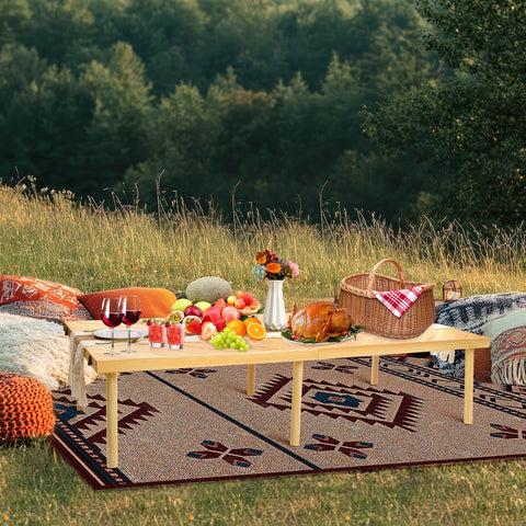 GLDZI table runner on table enhances Boho display for gatherings