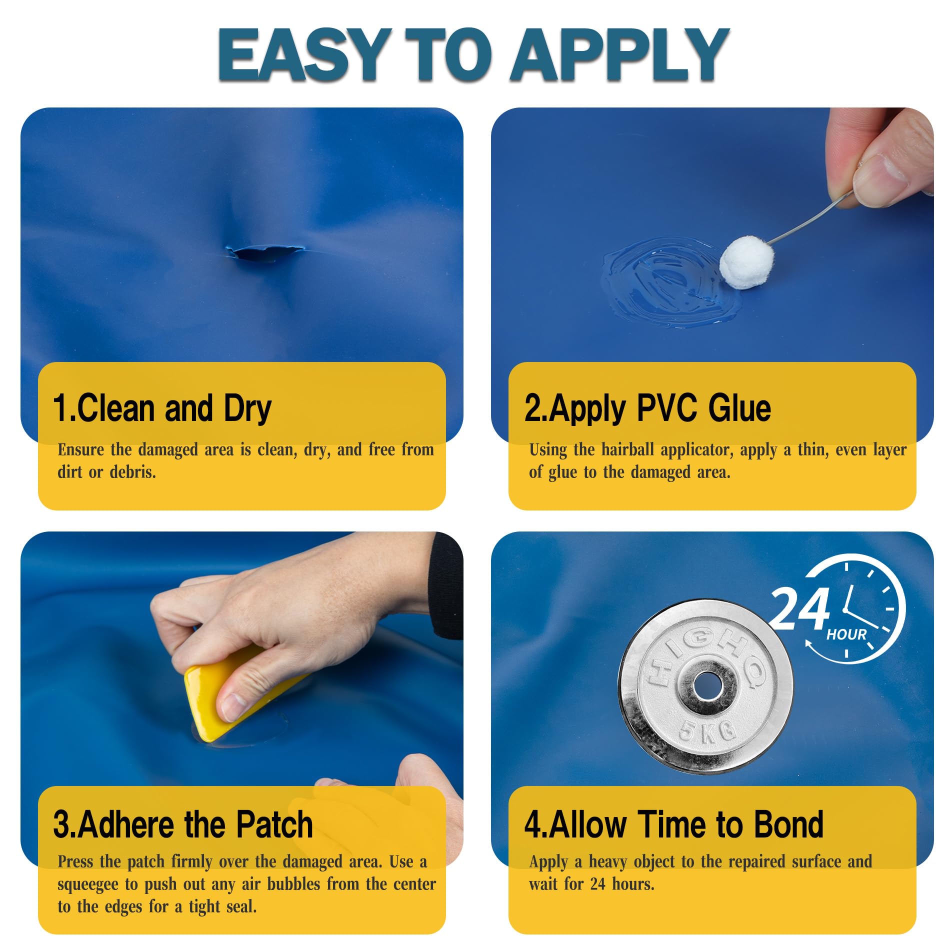 GleamGlee kit in hand demonstrates quick, durable inflatables patch.