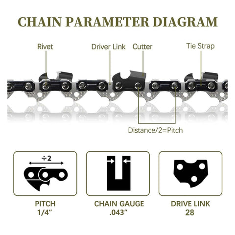 GLECTG 4-inch replacement chain for Stihl GTA 26 side view with rugged teeth ready for yard work