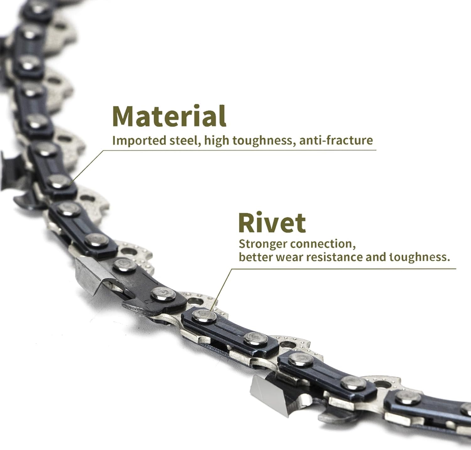 GLECTG chain teeth closeup highlighting semi-chisel design for smooth cutting