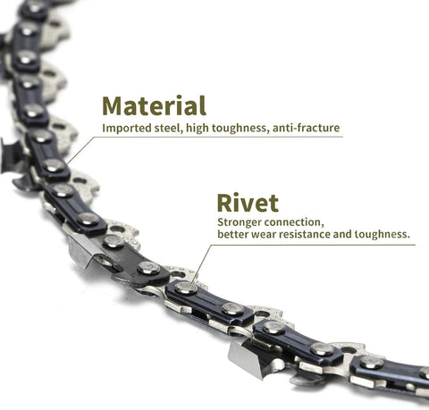 GLECTG chain teeth closeup highlighting semi-chisel design for smooth cutting