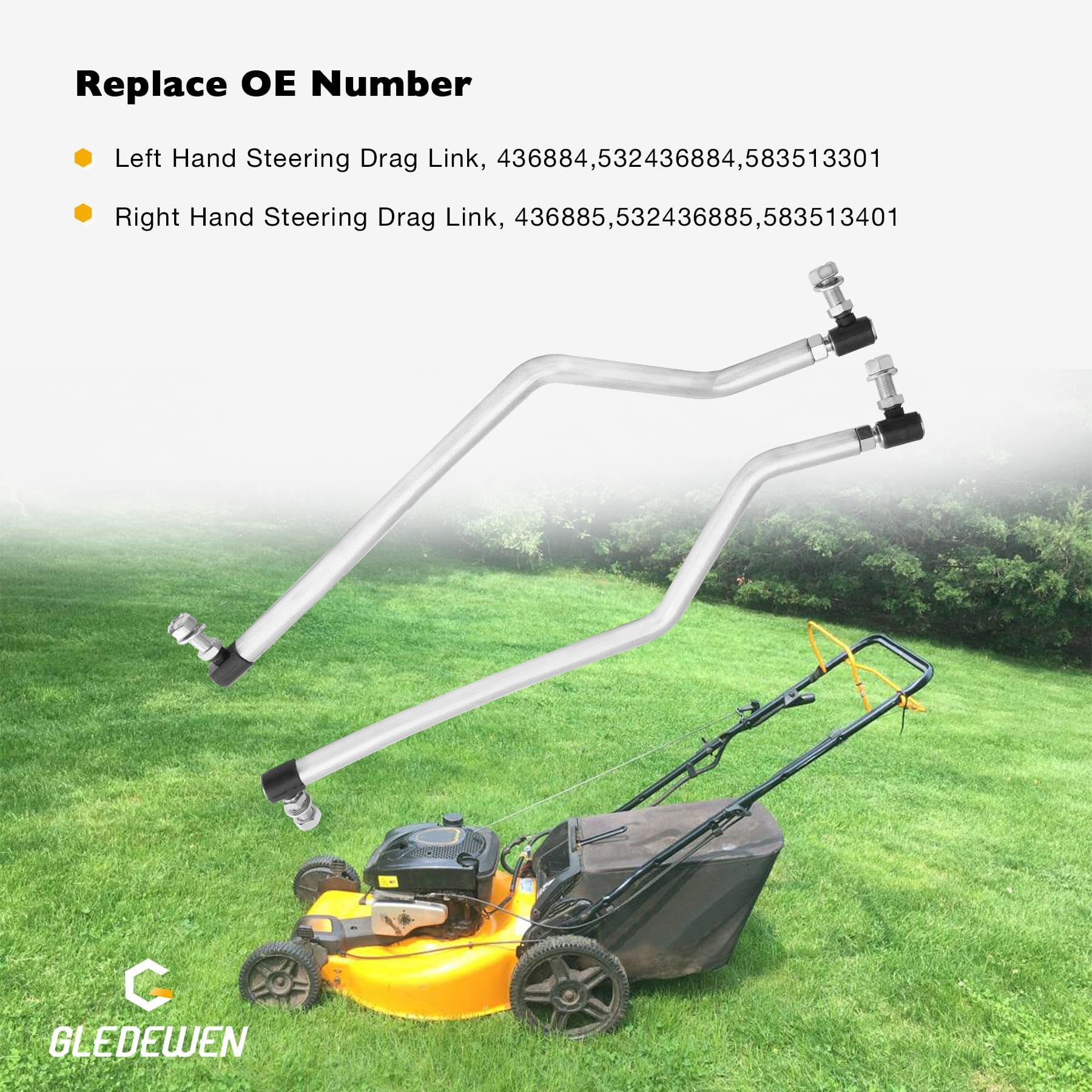 Gledewen drag links compatible with Husqvarna for dependable mower steering