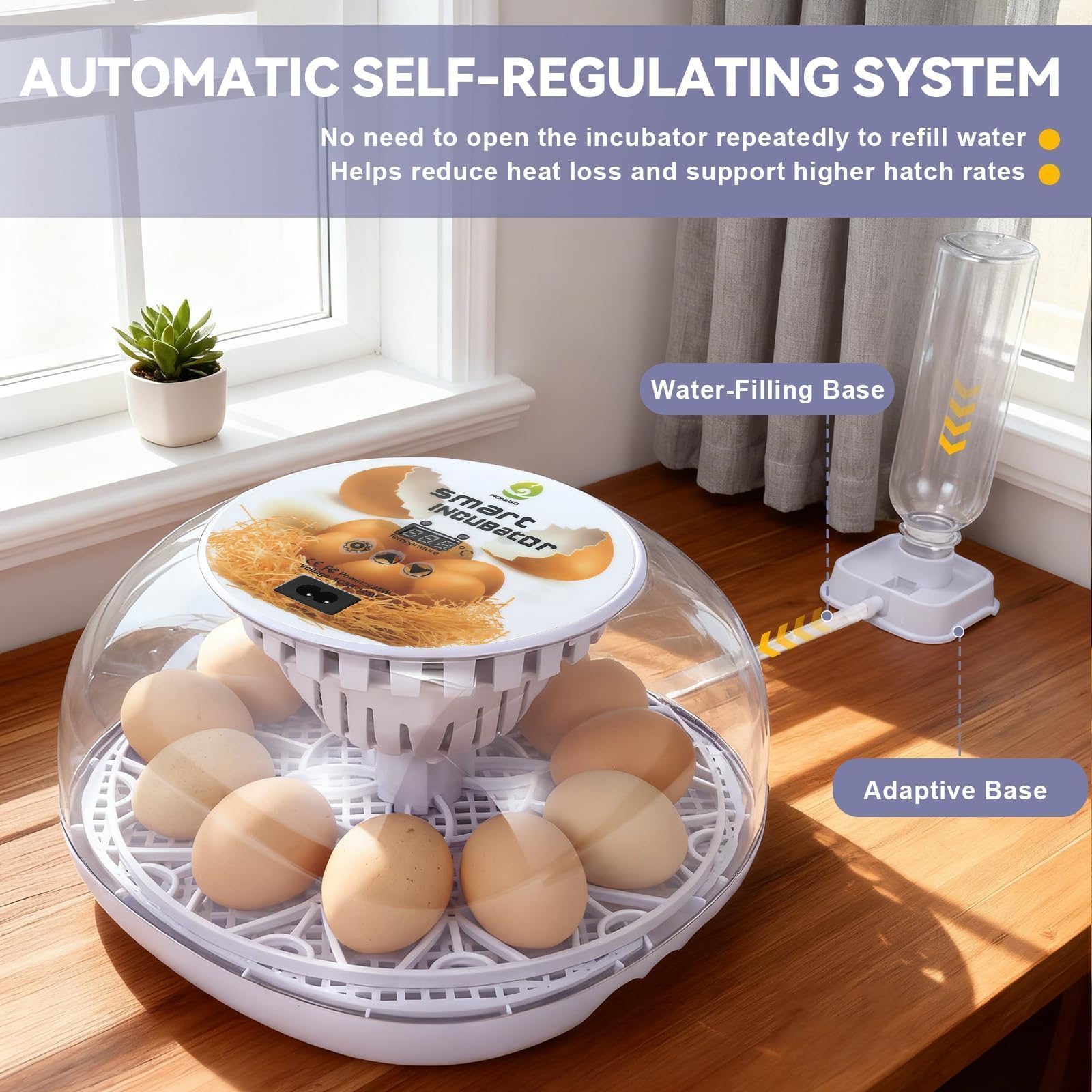 GleeGearNex Gen I auto turning mechanism rotates eggs every two hours.