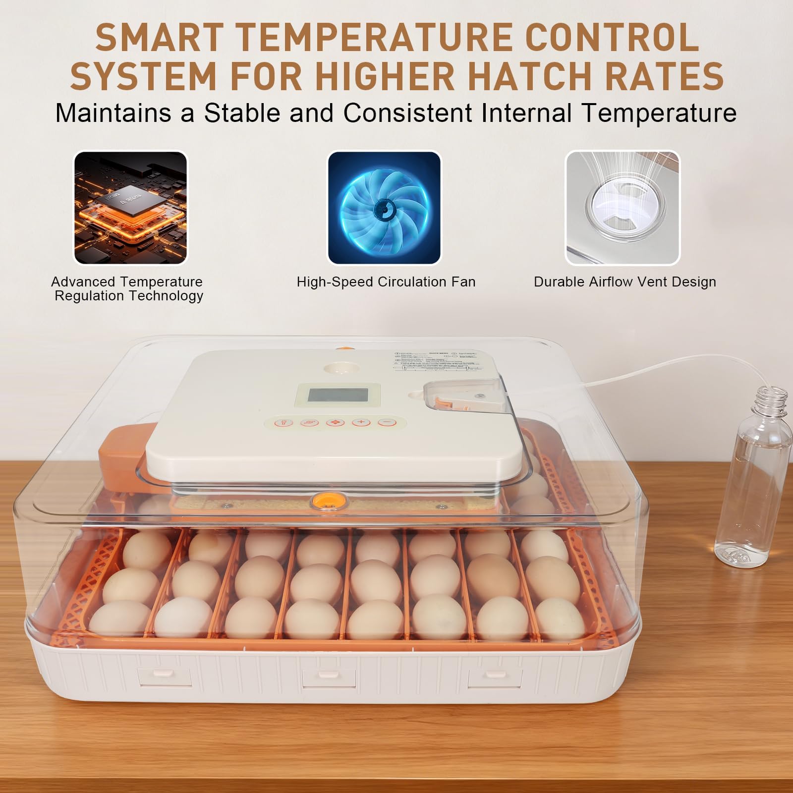 GleeGearNex Gen IV 56-egg incubator humidity pump system ensures steady humidity