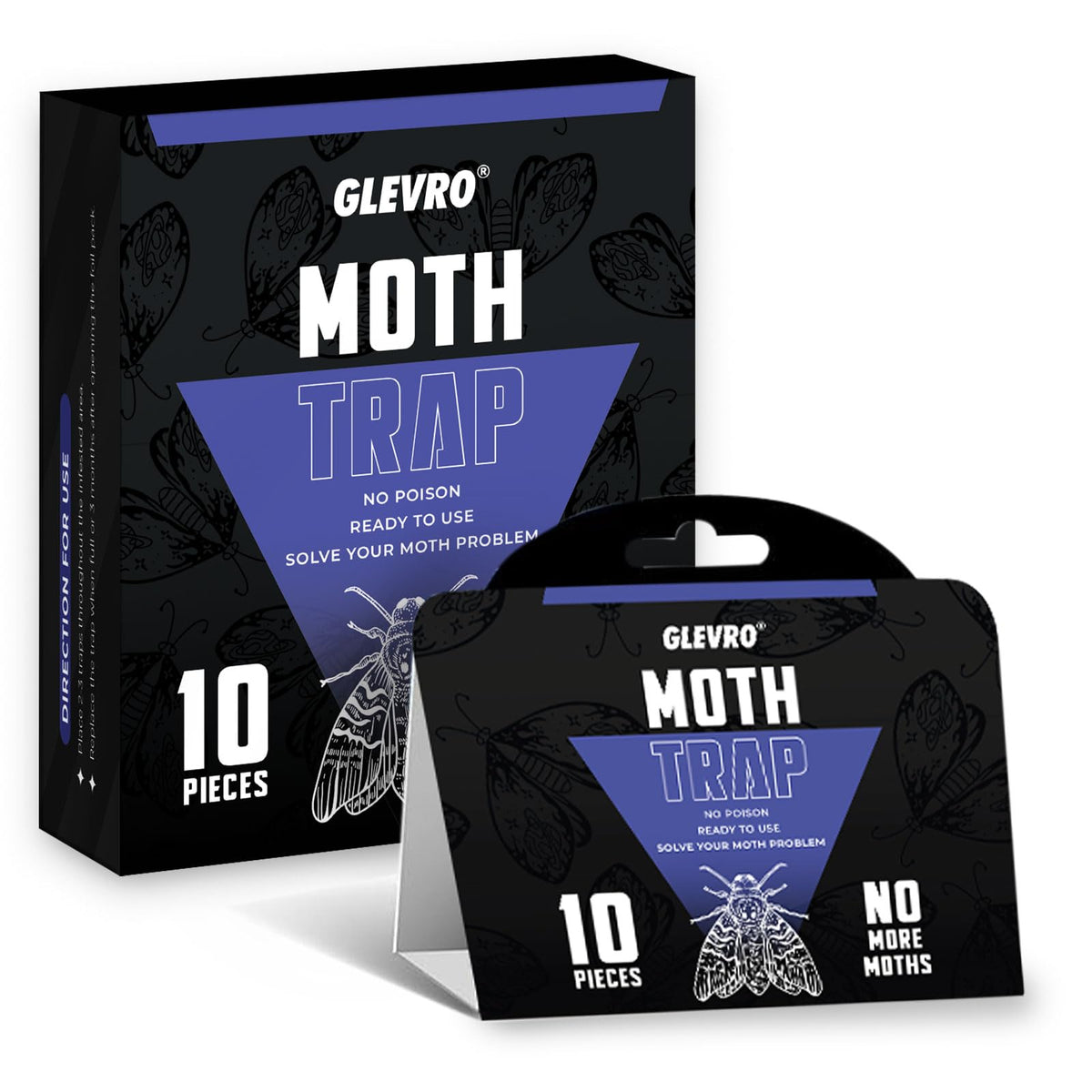 GLEVRO pantry moth trap close-up showing sticky glue for kitchen pest control.