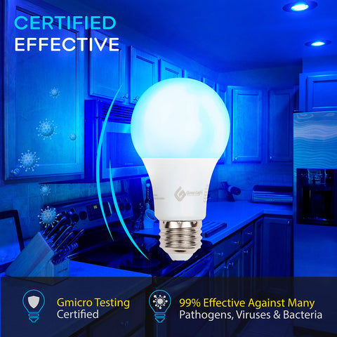 GLI blue light bulb with E26 base and ozone-free design.