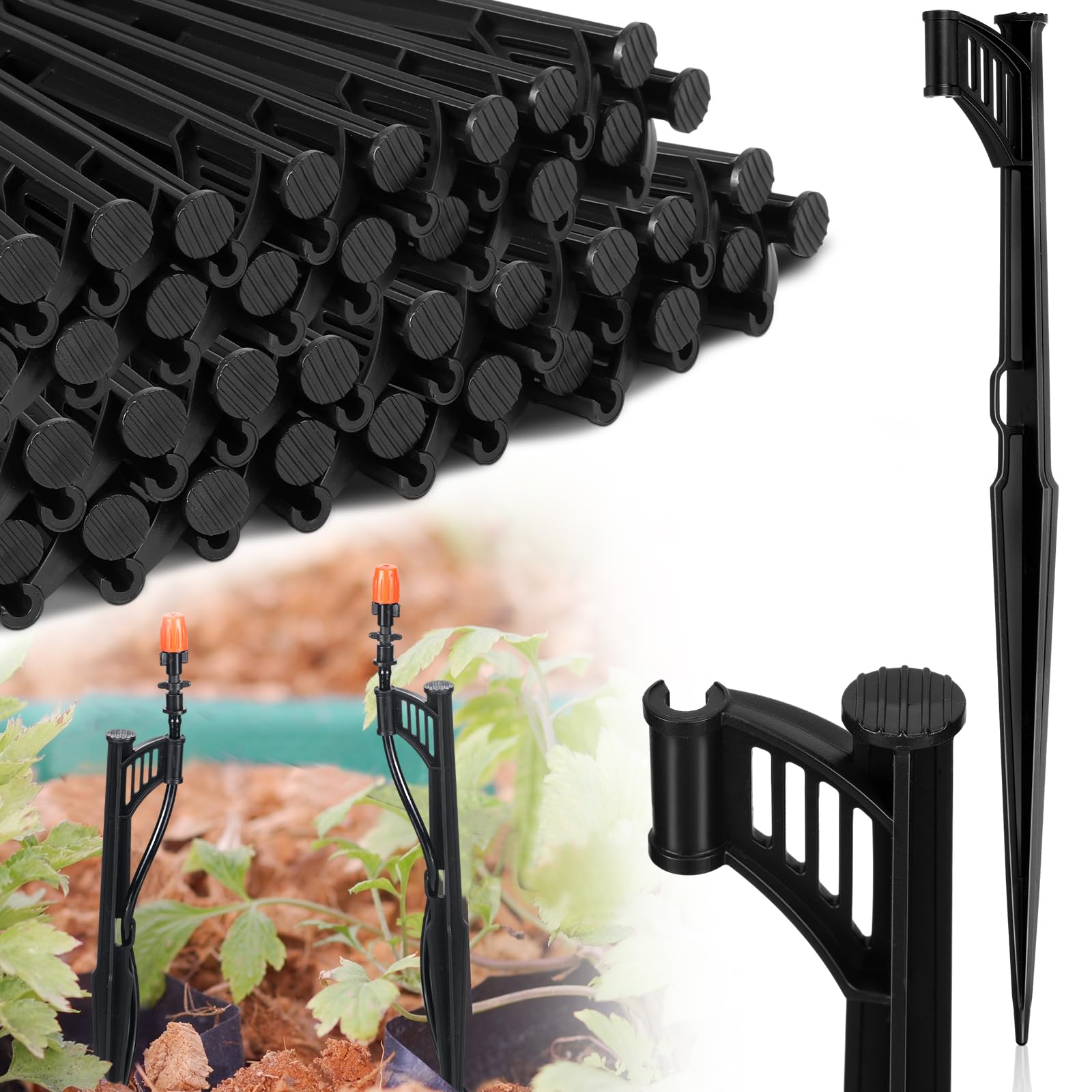 GlikCeil irrigation stake quarter-inch tube attachment secures drip lines in soil