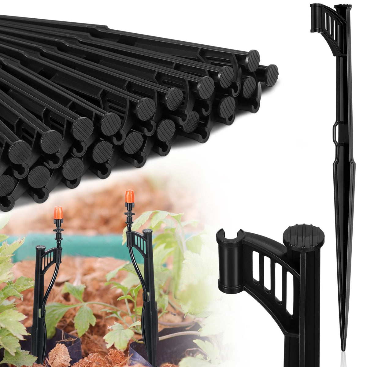 GlikCeil 12.8-inch drip stake supports 1/4 inch tubing for secure irrigation.