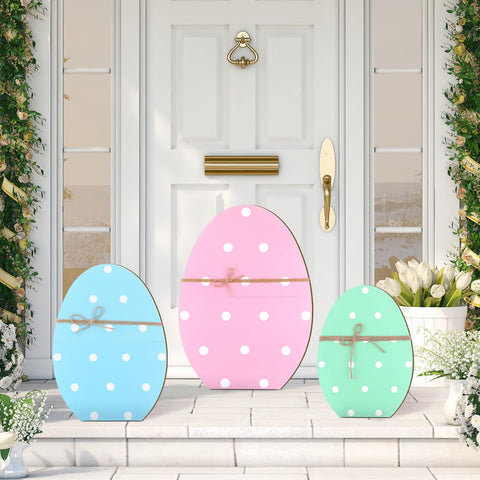 GlikCeil Easter wooden porch sign set assembled enhances curb appeal.