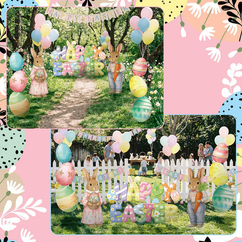 GlikCeil Easter yard decor set with nine signs for DIY celebration