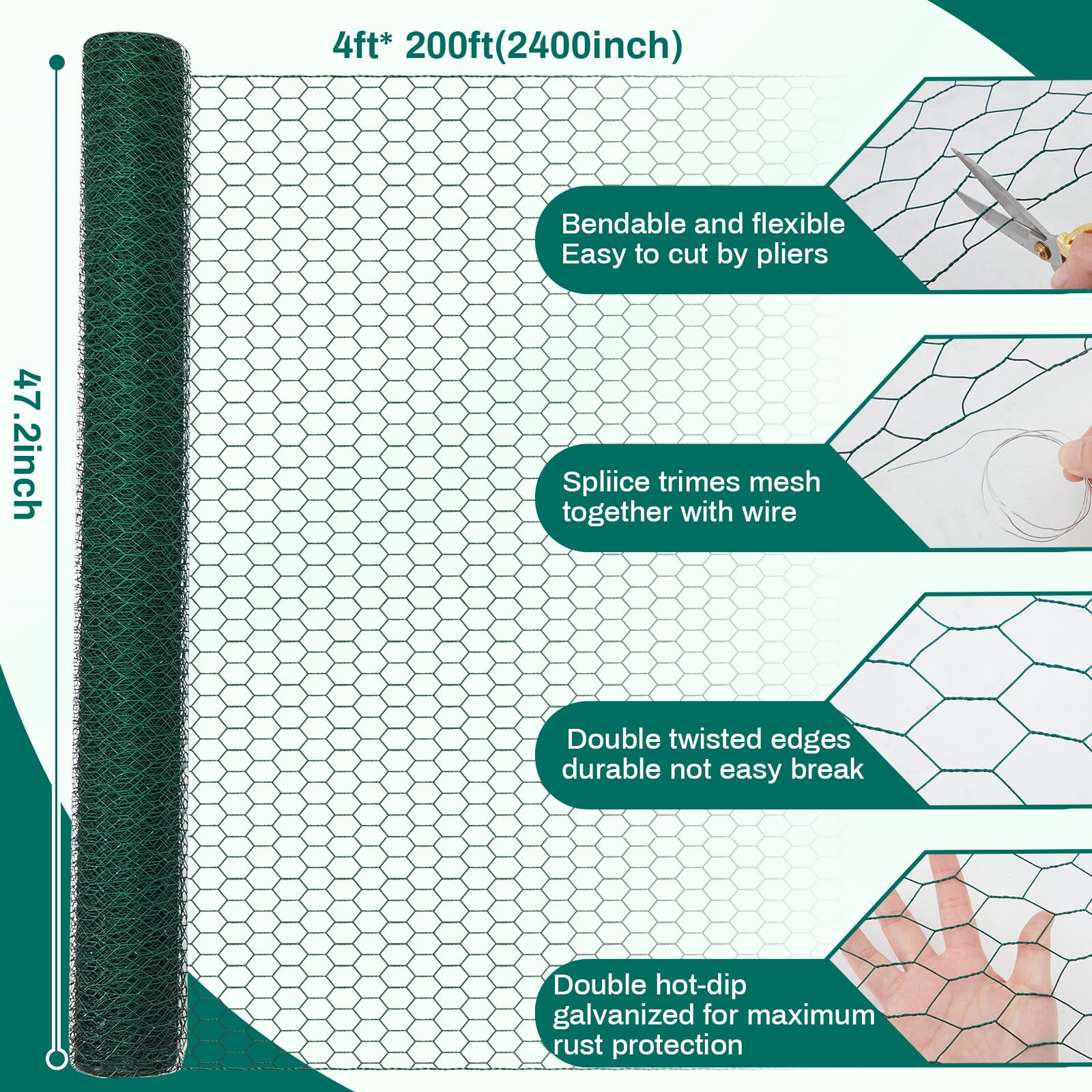 GlikCeil galvanized 1in hex mesh provides rust resistance for poultry enclosures.