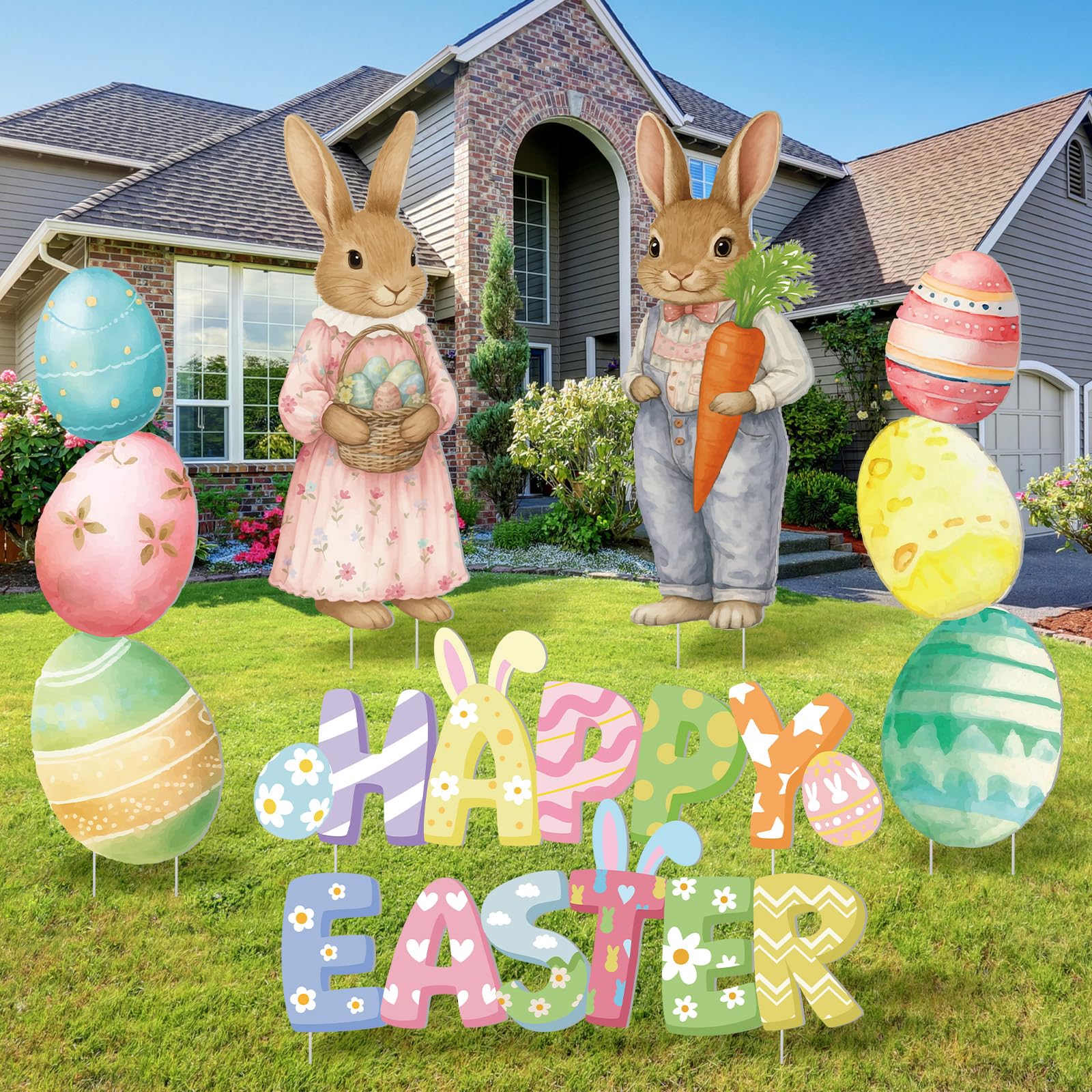 GlikCeil Happy Easter yard sign enhances outdoor appeal and visibility